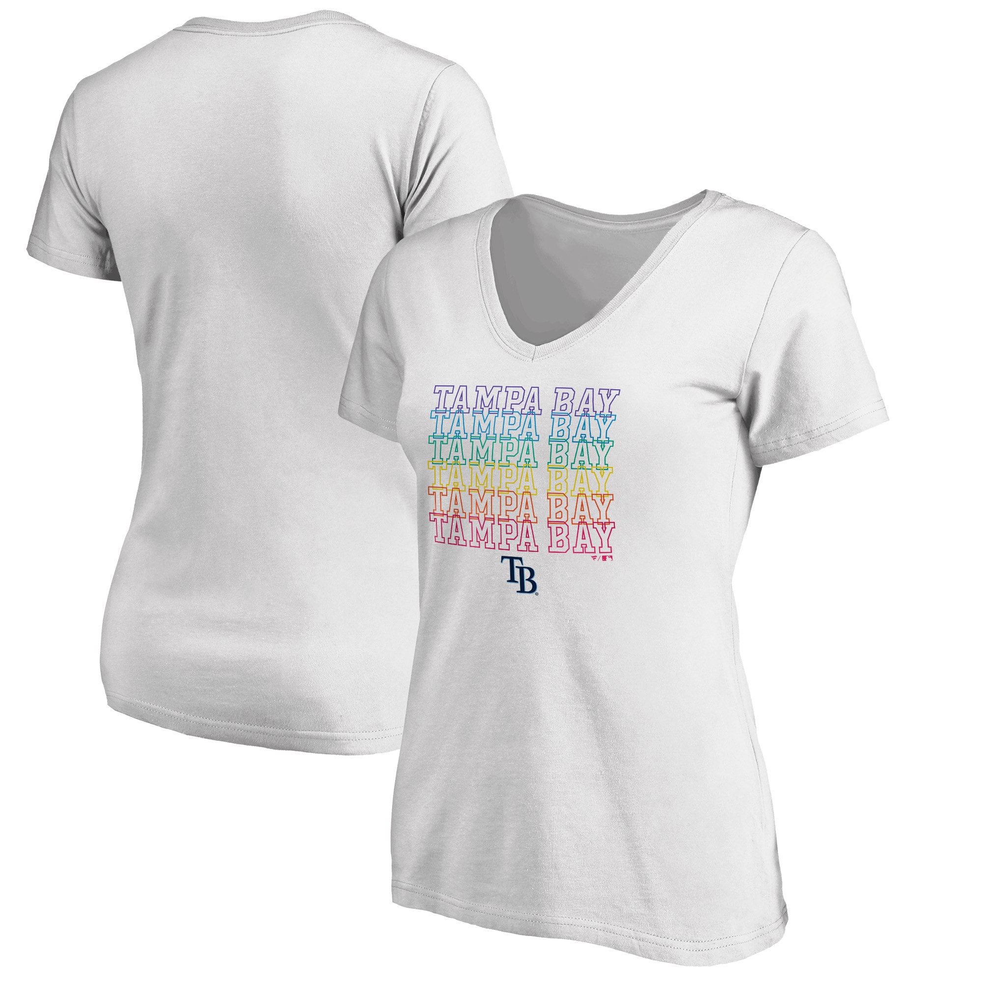 Women's Tampa Bay Rays  Branded White City Pride V-Neck T-Shirt