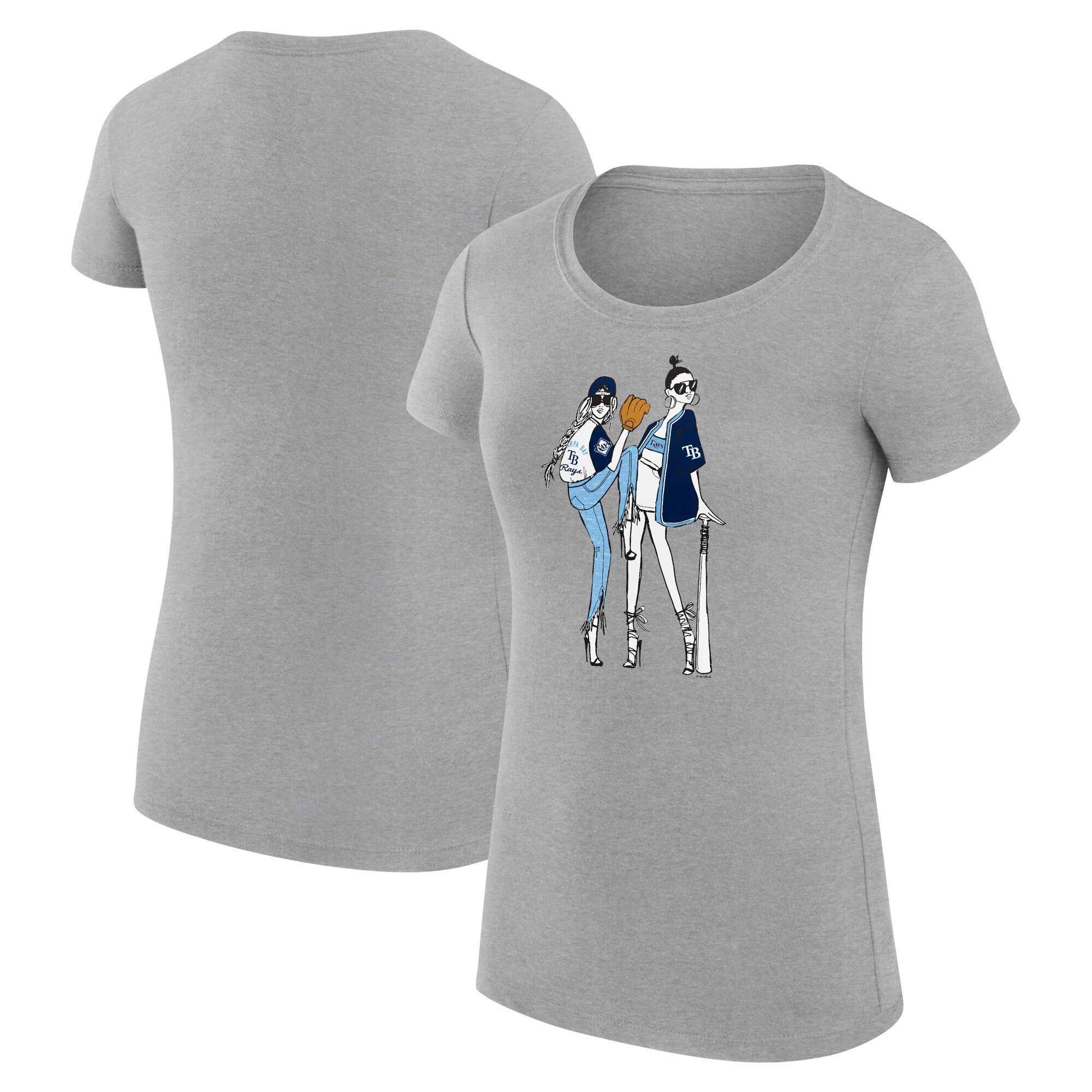 Women's Tampa Bay Rays  G-III 4Her by Carl Banks Heather Gray Baseball Girls Fitted T-Shirt