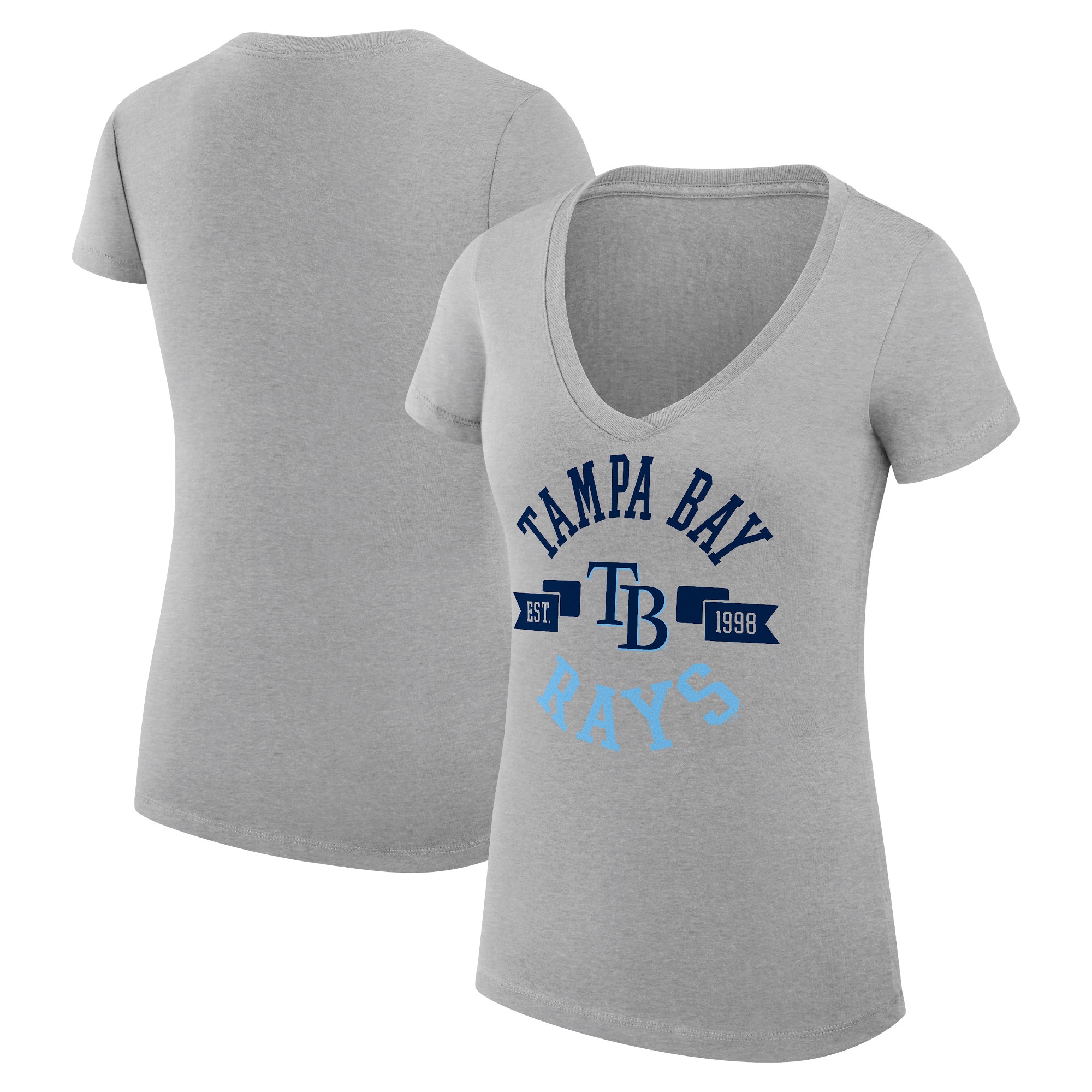 Women's Tampa Bay Rays G-III 4Her by Carl Banks Heather Gray City Graphic V-Neck Fitted T-Shirt