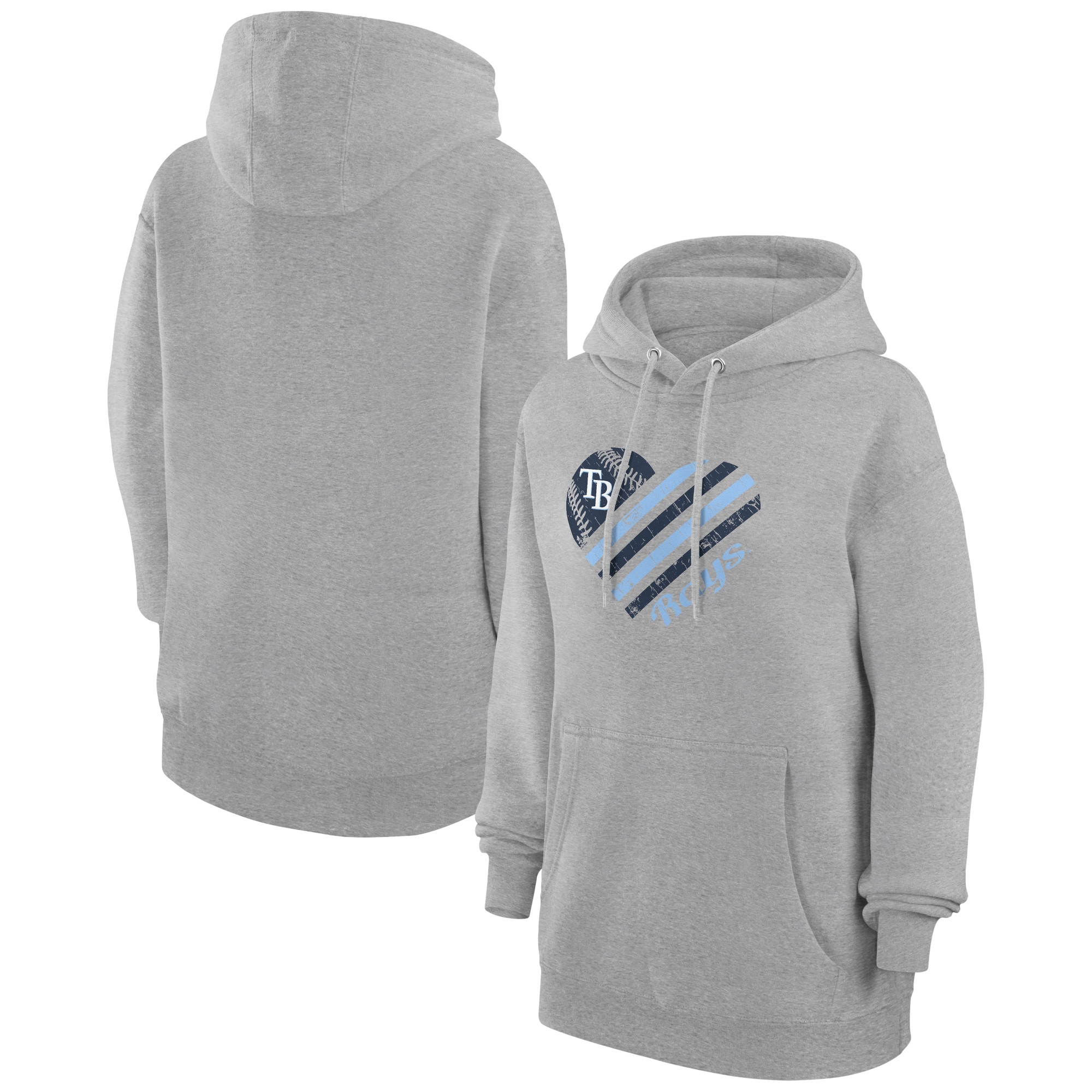 Women's Tampa Bay Rays  G-III 4Her by Carl Banks Heather Gray Heart Fleece Pullover Hoodie