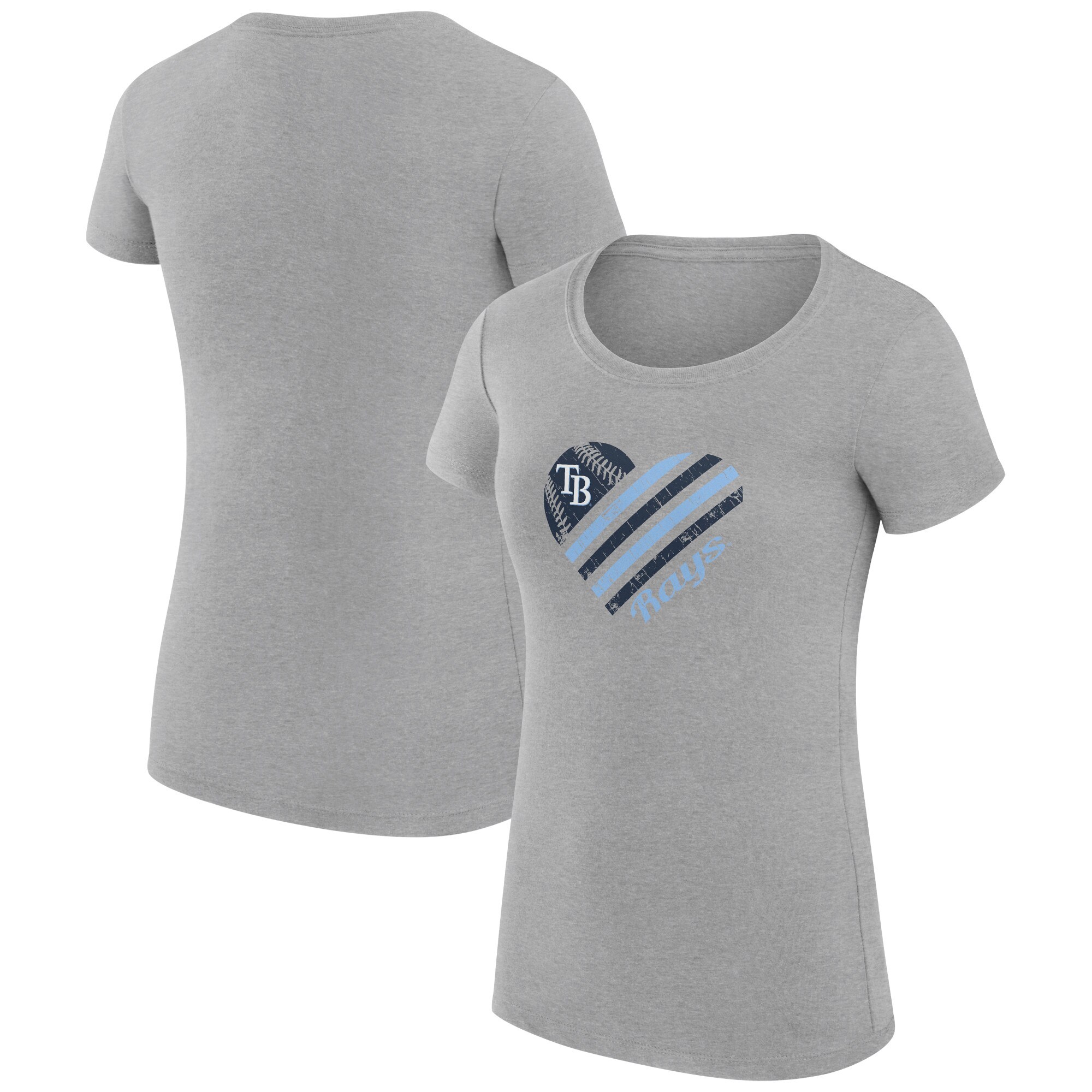 Women's Tampa Bay Rays  G-III 4Her by Carl Banks Heather Gray Heart Graphic Fitted T-Shirt
