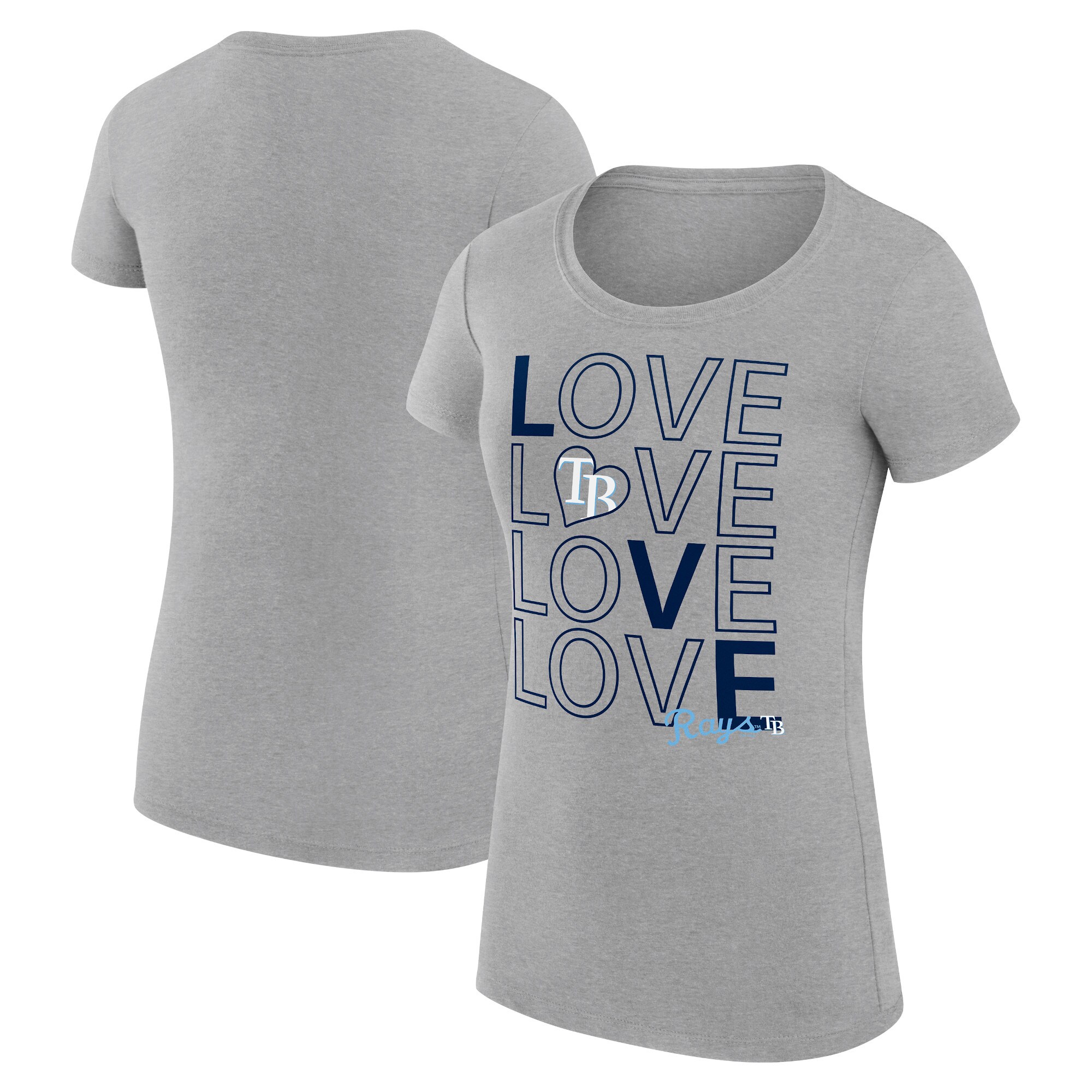 Women's Tampa Bay Rays G-III 4Her by Carl Banks Heather Gray Love Graphic Team Fitted T-Shirt