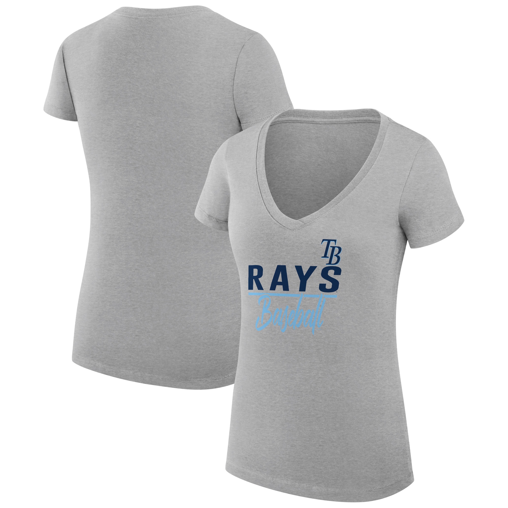 Women's Tampa Bay Rays  G-III 4Her by Carl Banks Heather Gray Team Graphic V-Neck Fitted T-Shirt