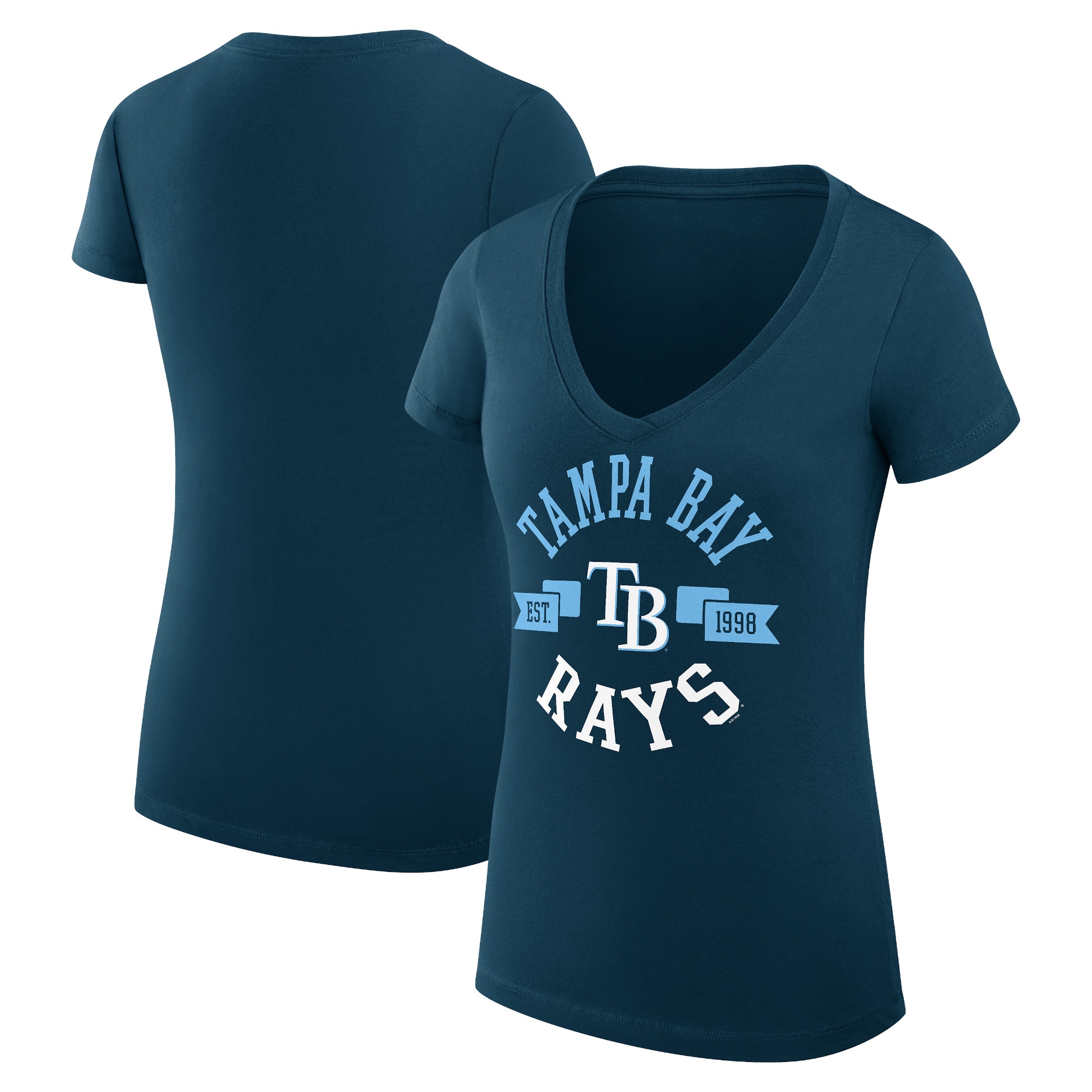 Women's Tampa Bay Rays G-III 4Her by Carl Banks Navy City Graphic V-Neck Fitted T-Shirt