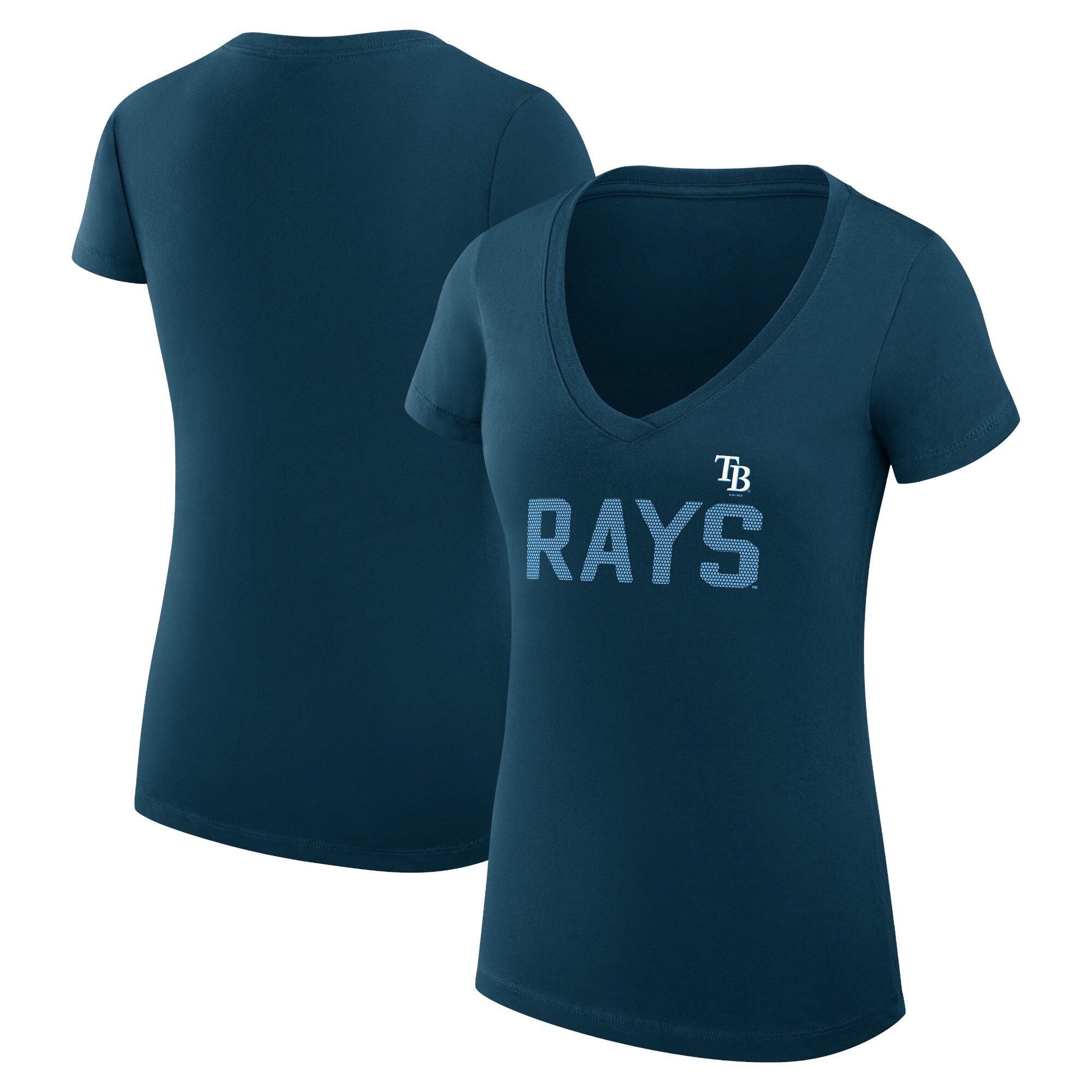 Women's Tampa Bay Rays  G-III 4Her by Carl Banks Navy Dot Print V-Neck Fitted T-Shirt
