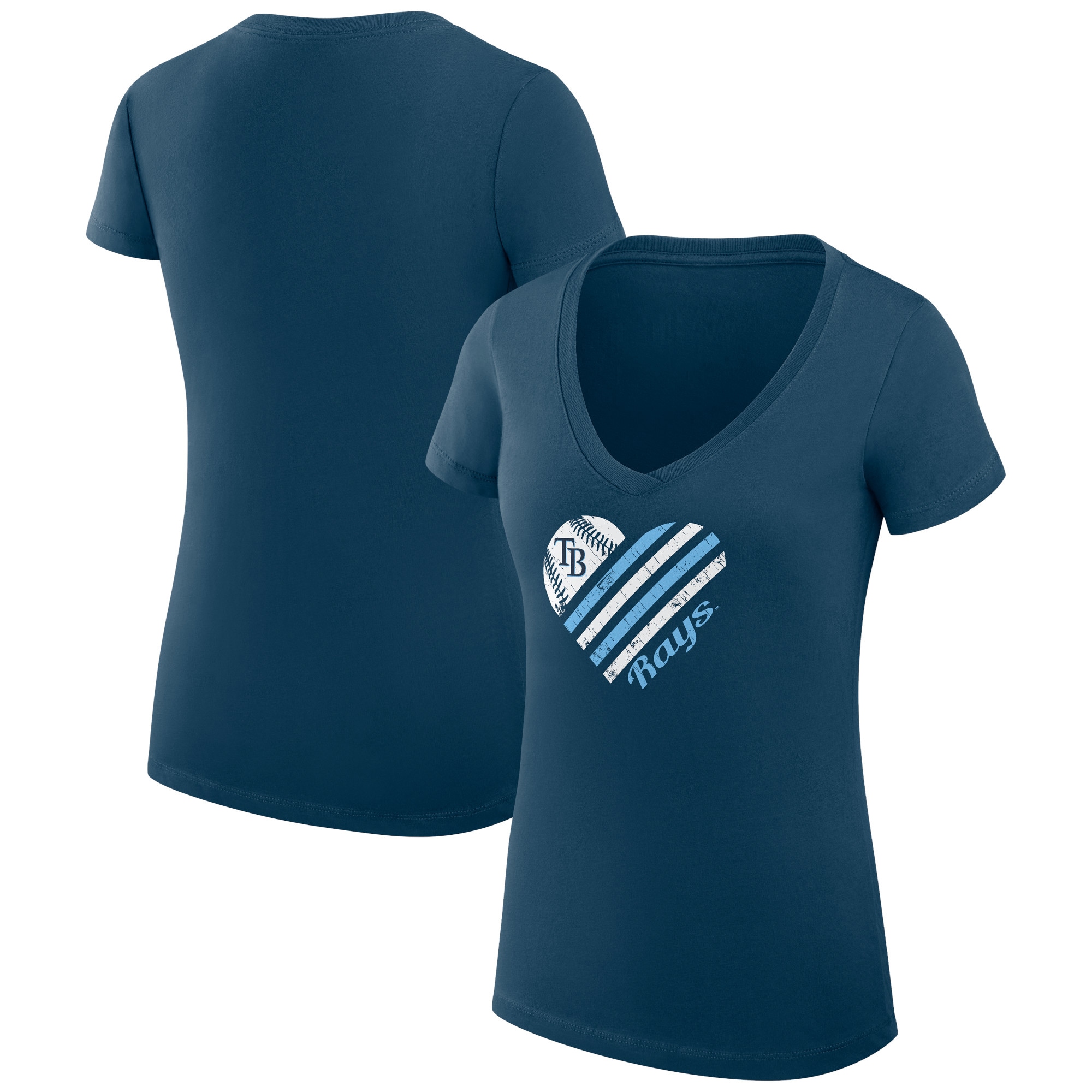 Women's Tampa Bay Rays  G-III 4Her by Carl Banks Navy Heart V-Neck Fitted T-Shirt