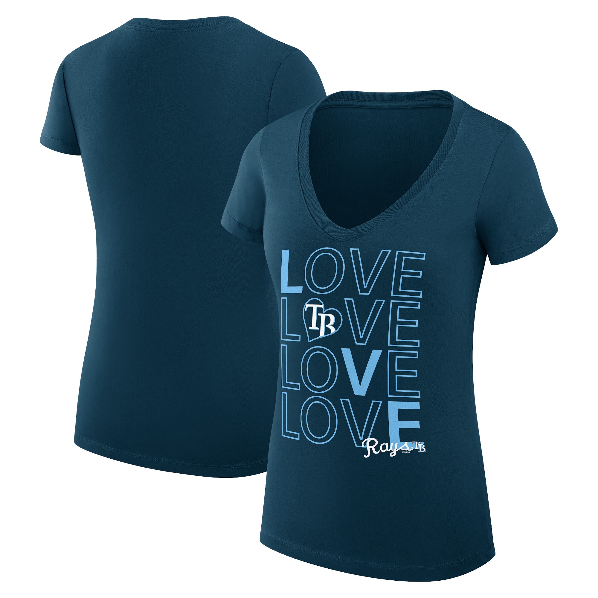 Women's Tampa Bay Rays G-III 4Her by Carl Banks Navy Love Graphic Team V-Neck Fitted T-Shirt