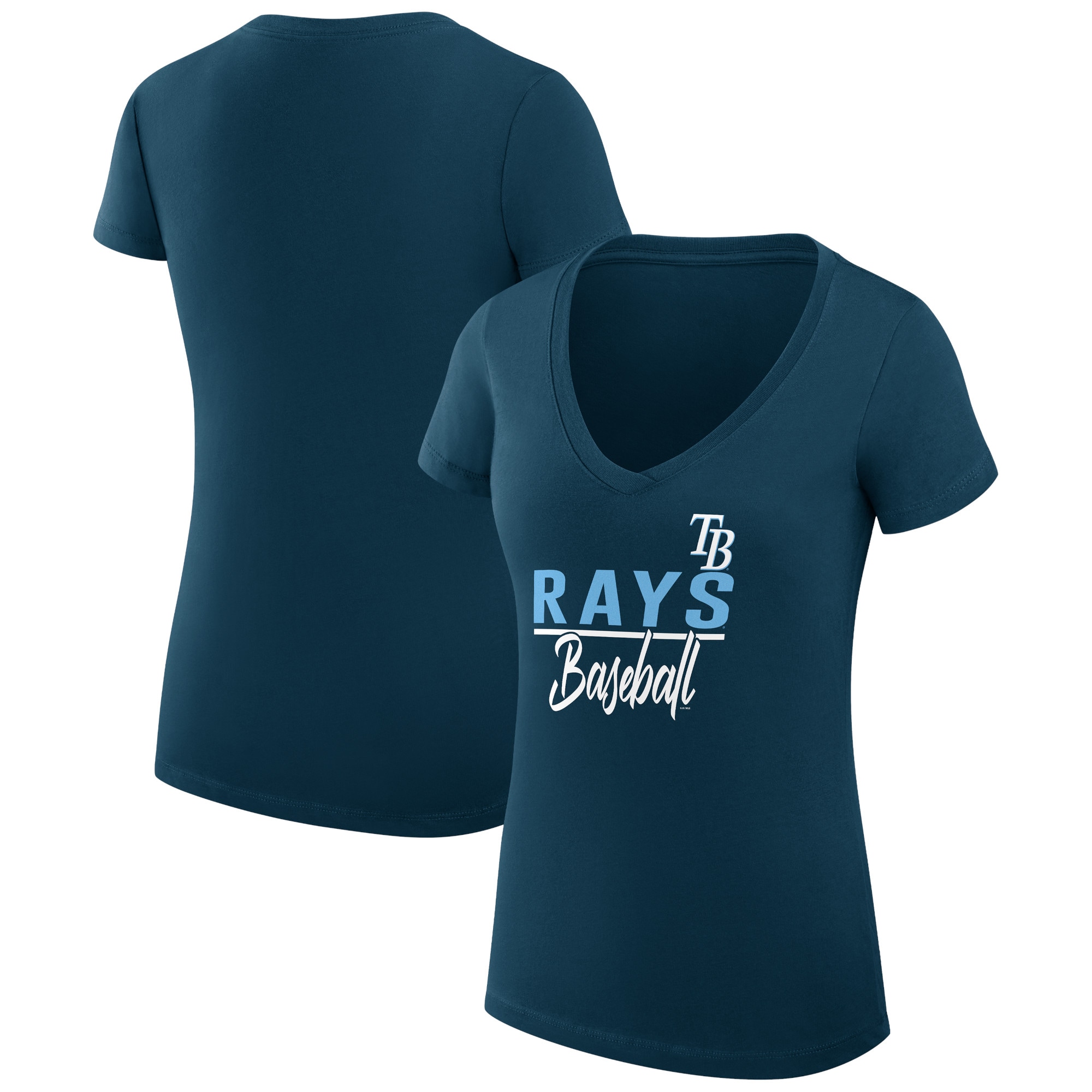 Women's Tampa Bay Rays  G-III 4Her by Carl Banks Navy Team Graphic V-Neck Fitted T-Shirt