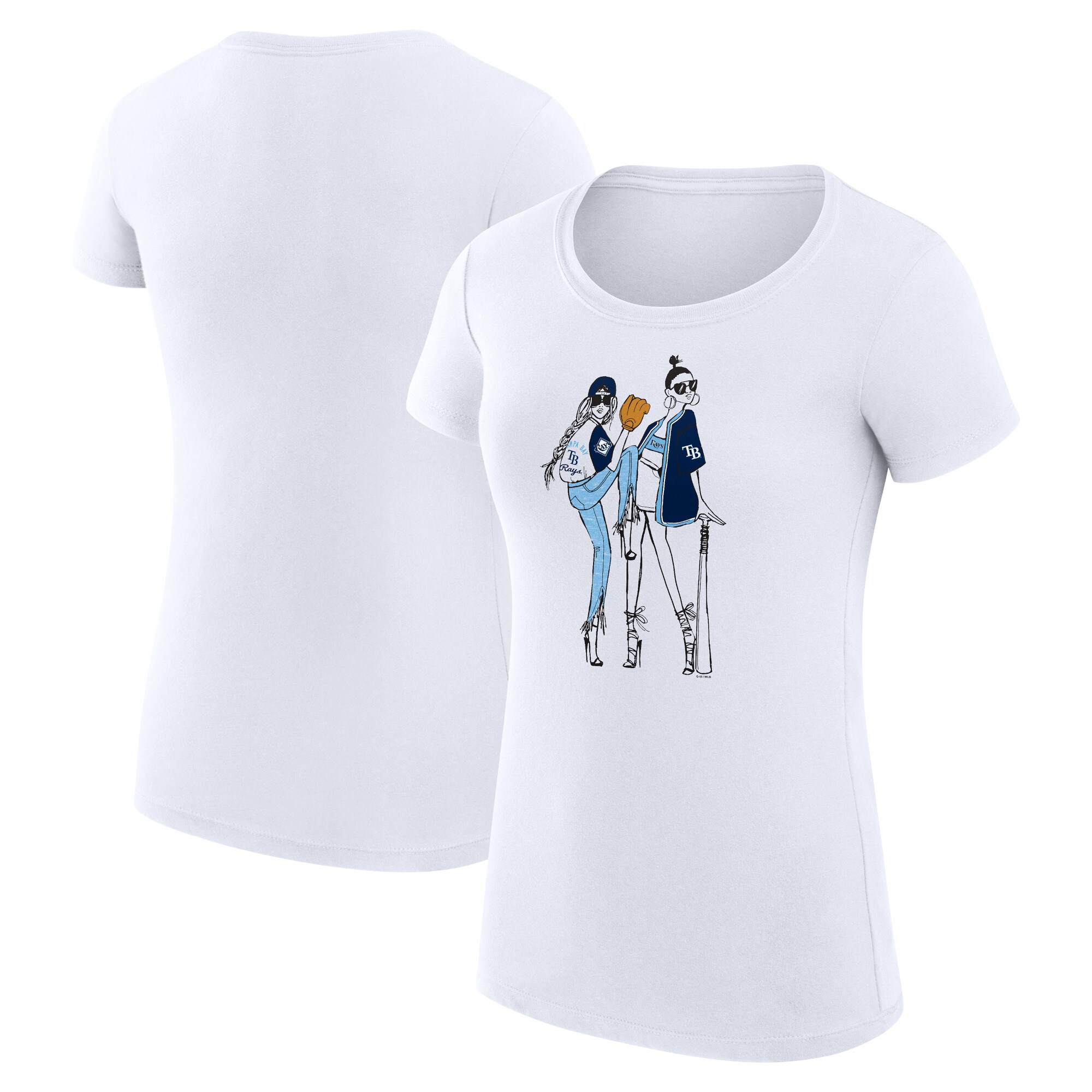 Women's Tampa Bay Rays  G-III 4Her by Carl Banks White Baseball Girls Fitted T-Shirt