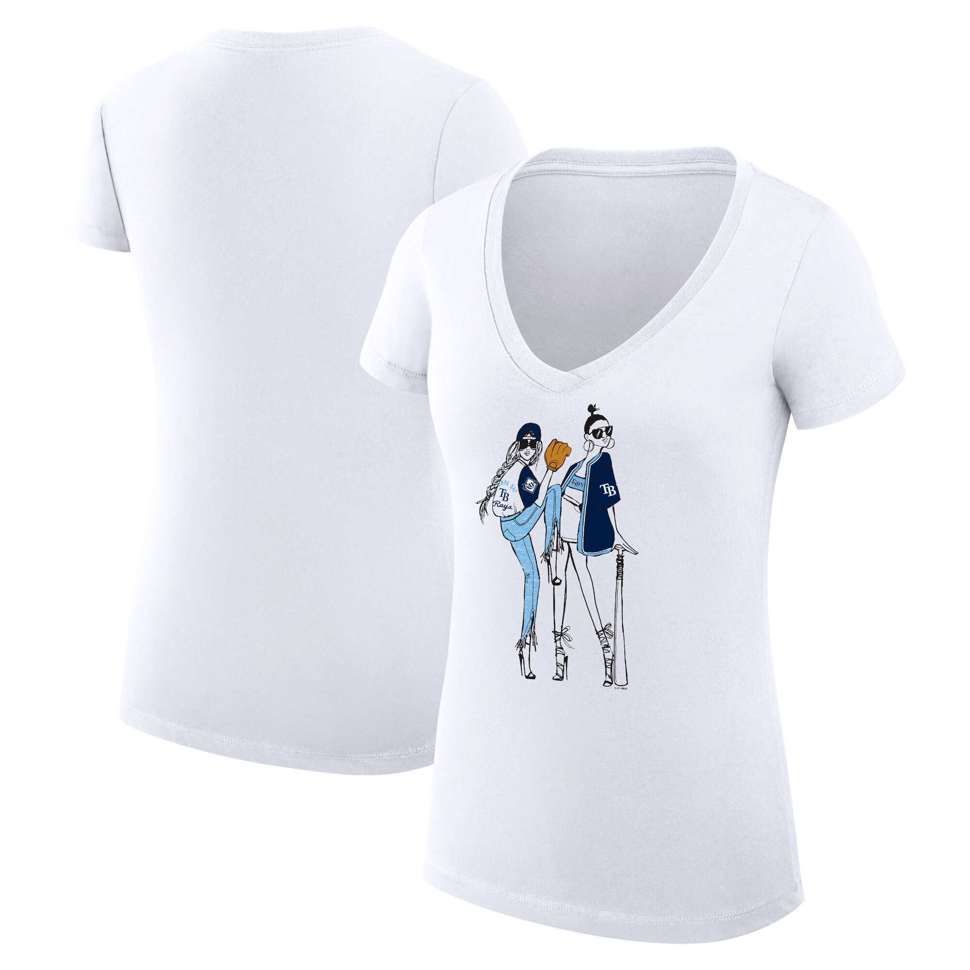 Women's Tampa Bay Rays G-III 4Her by Carl Banks White Baseball V-Neck Fitted T-Shirt
