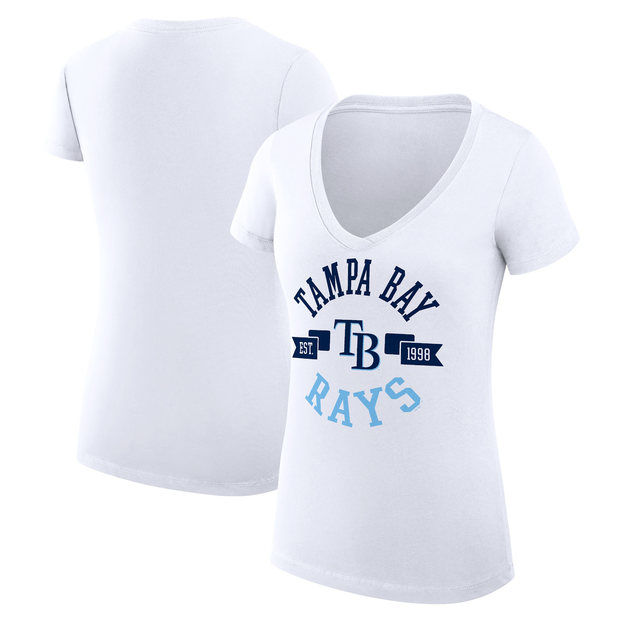 Women's Tampa Bay Rays G-III 4Her by Carl Banks White City Graphic V-Neck Fitted T-Shirt