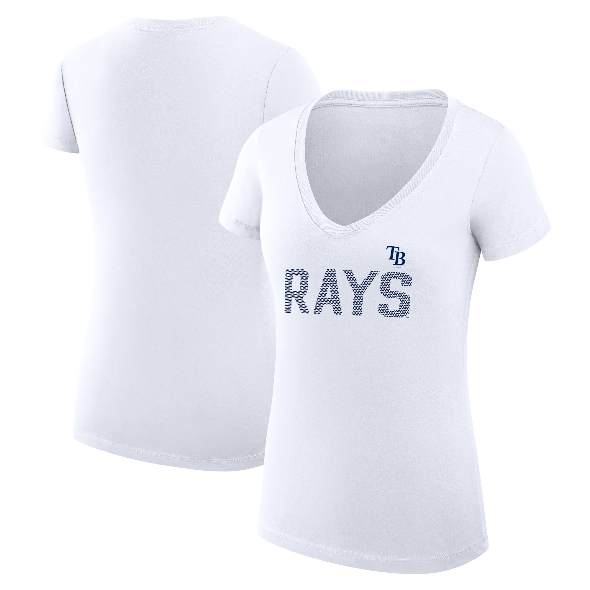 Women's Tampa Bay Rays  G-III 4Her by Carl Banks White Dot Print V-Neck Fitted T-Shirt