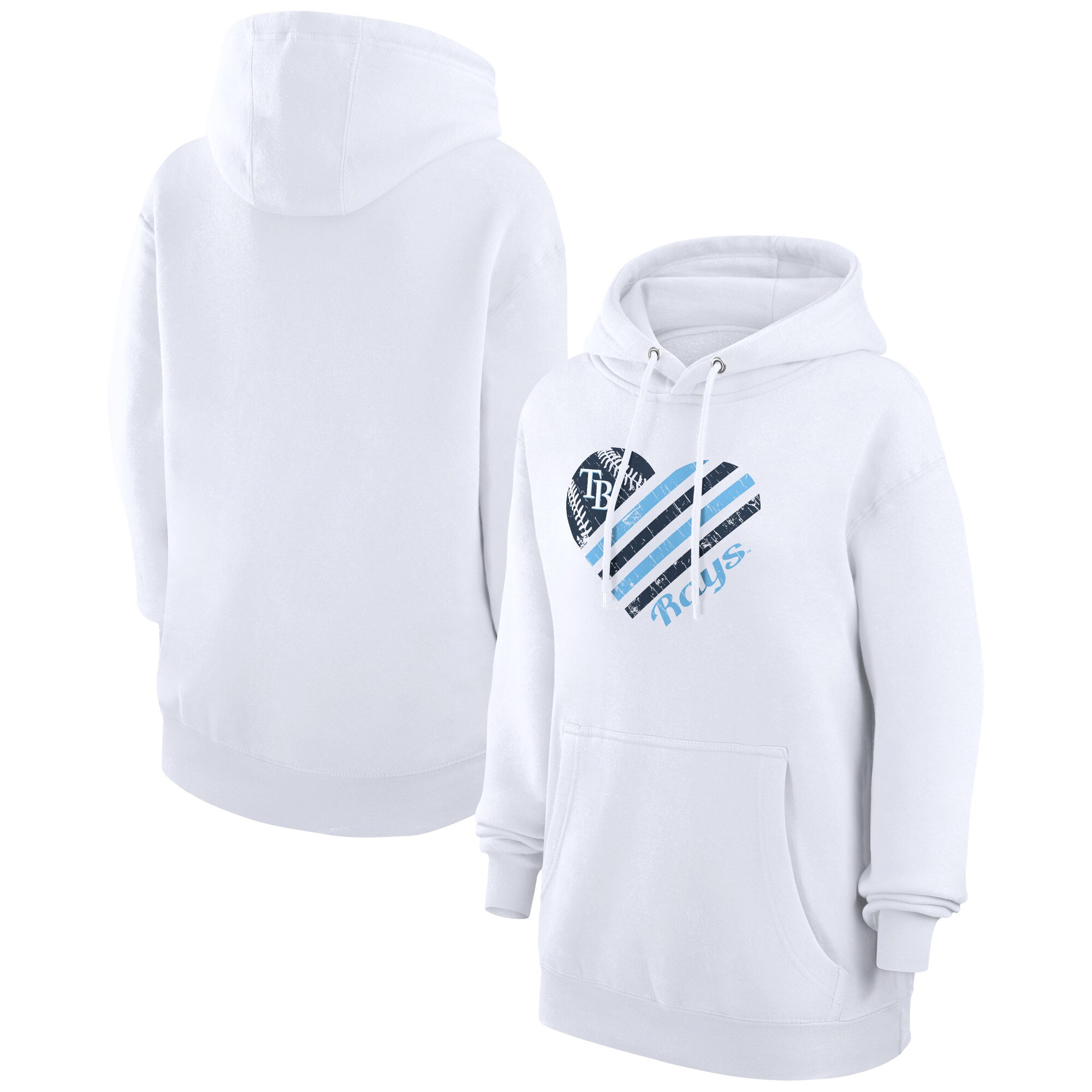Women's Tampa Bay Rays  G-III 4Her by Carl Banks White Heart Fleece Pullover Hoodie