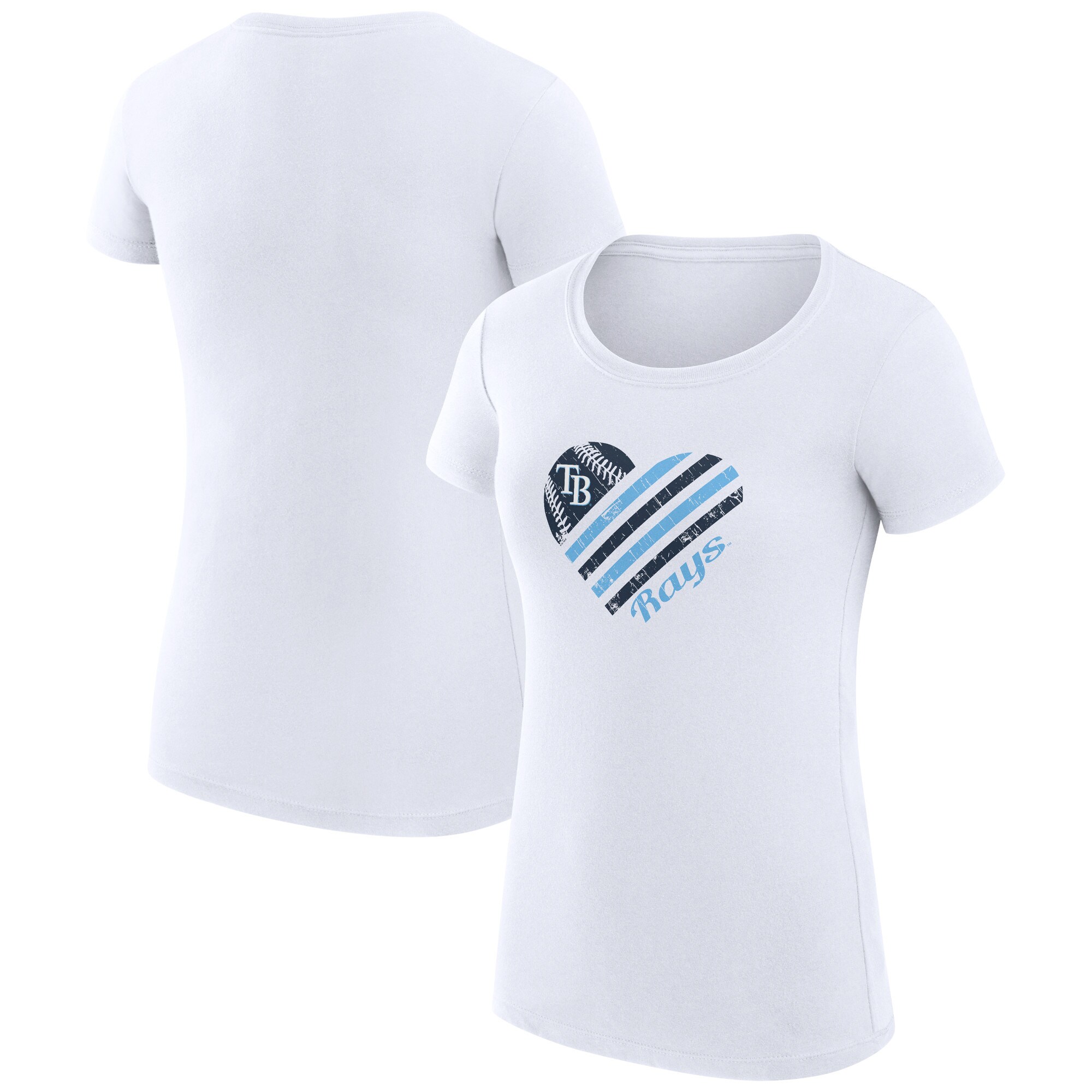 Women's Tampa Bay Rays  G-III 4Her by Carl Banks White Heart Graphic Fitted T-Shirt