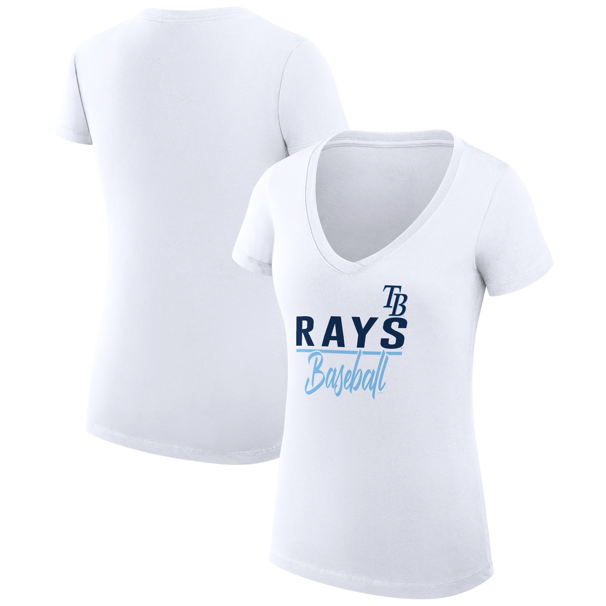 Women's Tampa Bay Rays  G-III 4Her by Carl Banks White Team Graphic V-Neck Fitted T-Shirt