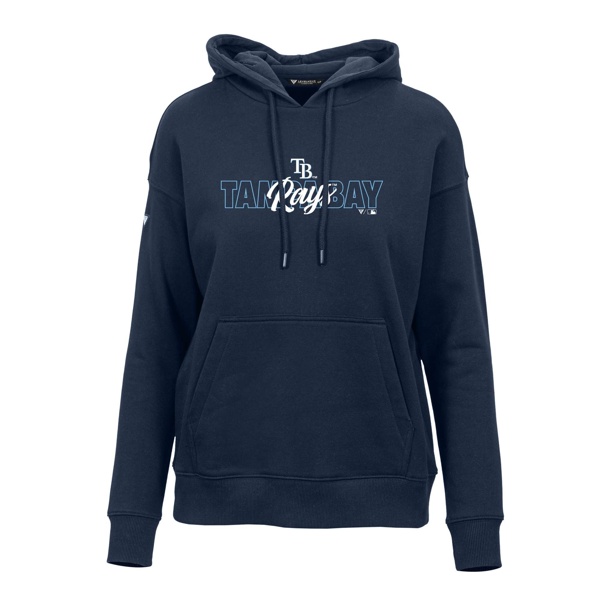 Women's Tampa Bay Rays Levelwear Navy Adorn Faded Pullover Hoodie