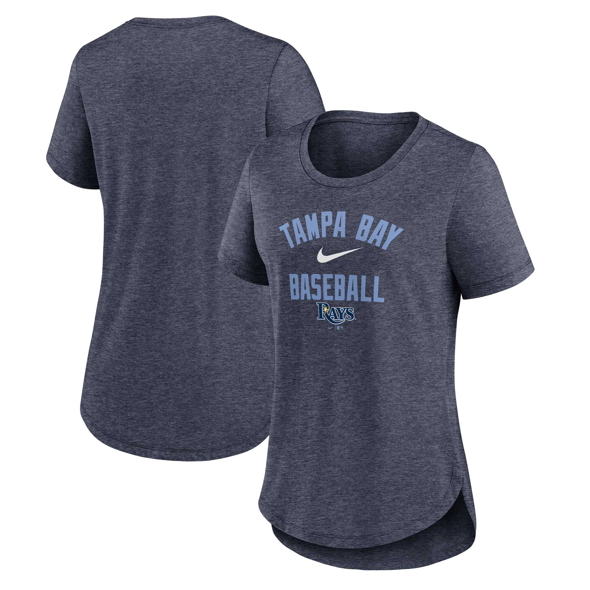 Women's Tampa Bay Rays Nike Heather Navy Local Phrase Scoop Neck Tri-Blend T-Shirt