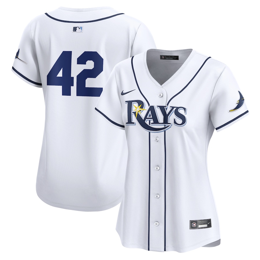 Women's Tampa Bay Rays Nike White 2024 Jackie Robinson Day Home Limited Jersey