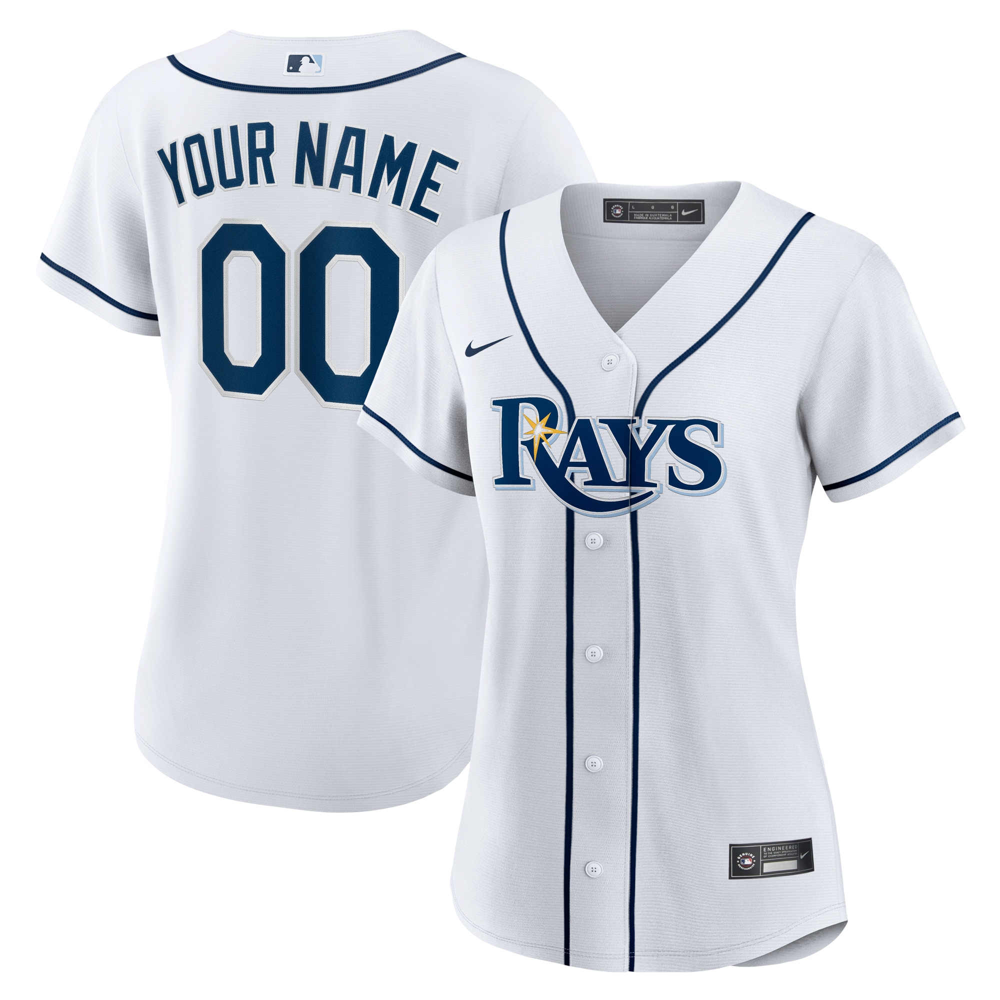 Women's Tampa Bay Rays Nike White Home Replica Custom Jersey