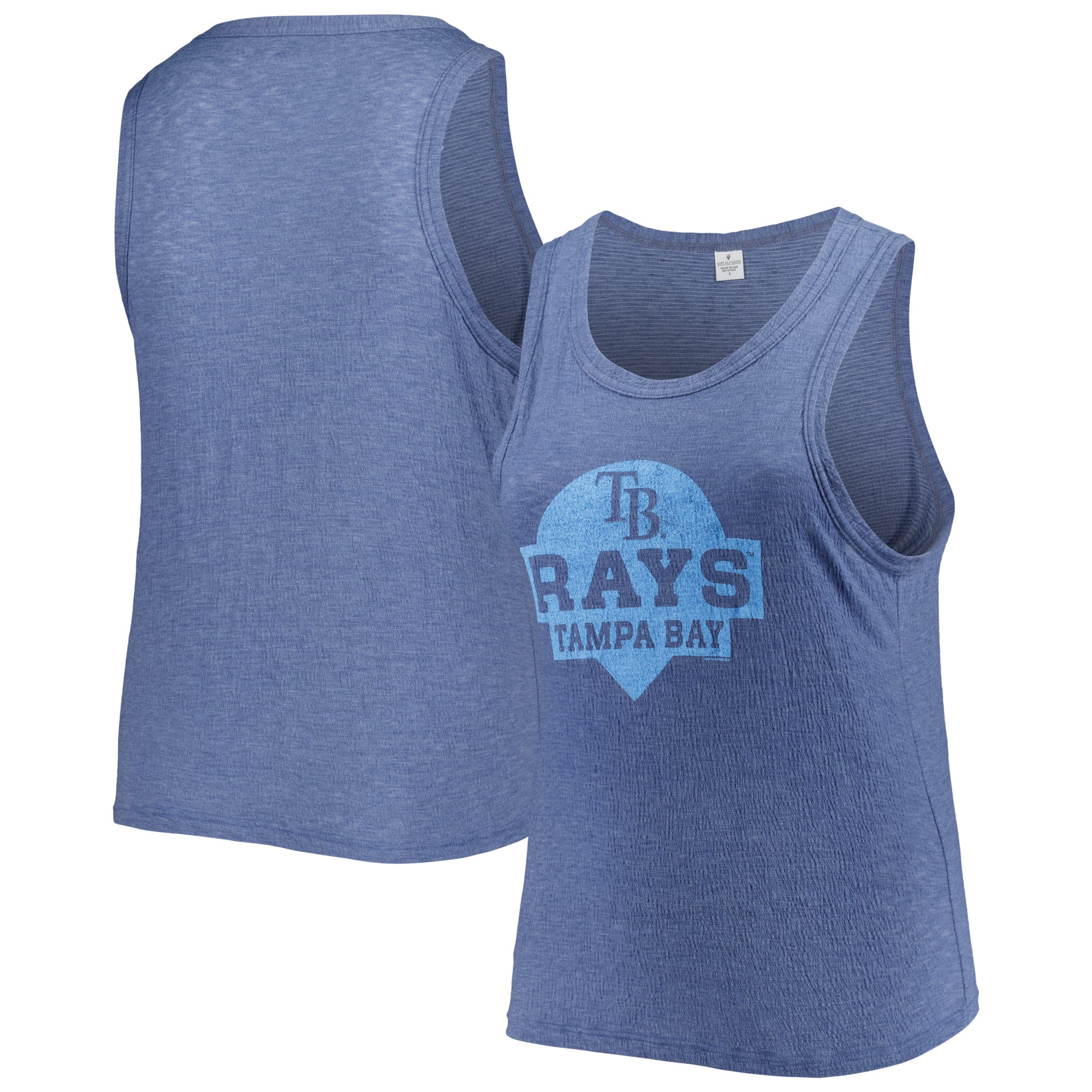 Women's Tampa Bay Rays Soft as a Grape Navy Plus Size High Neck Tri-Blend Tank Top