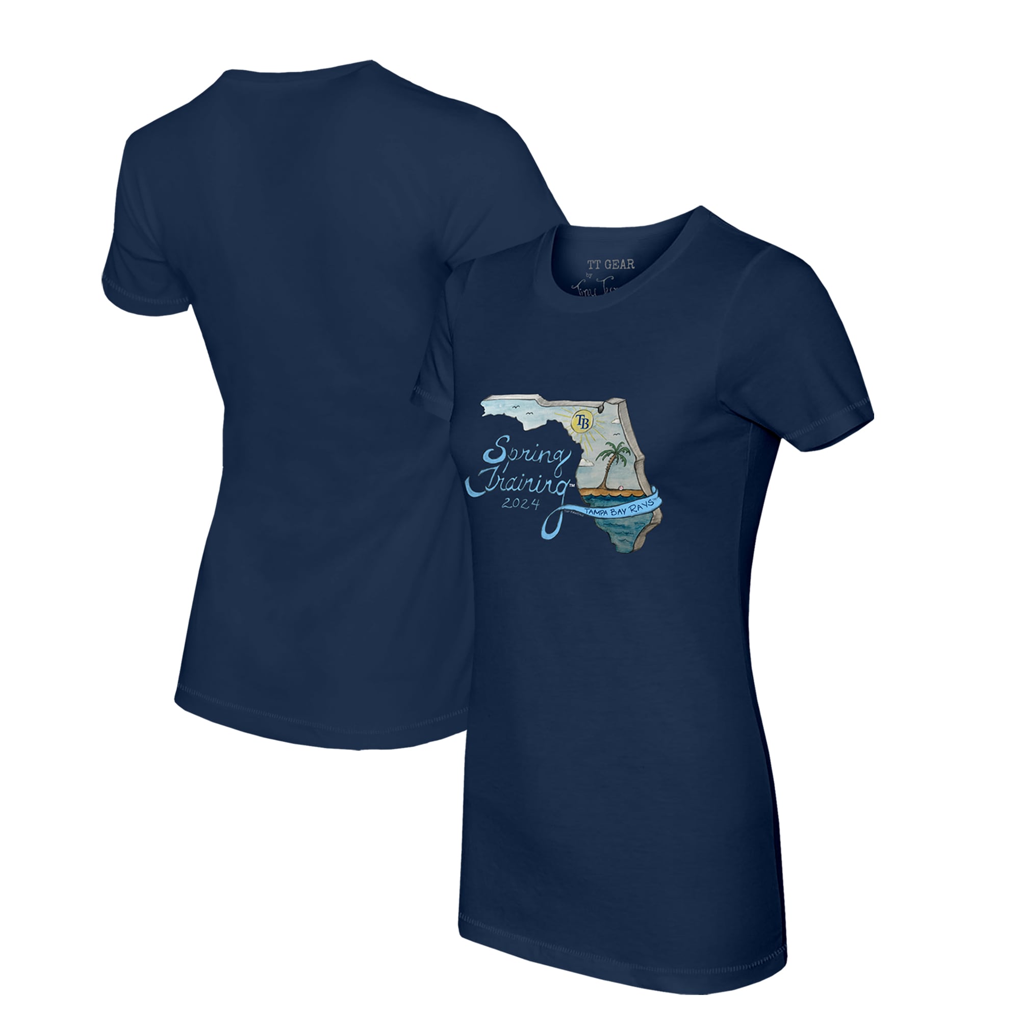 Women's Tampa Bay Rays Tiny Turnip Navy 2024 Spring Training Grapefruit League T-Shirt