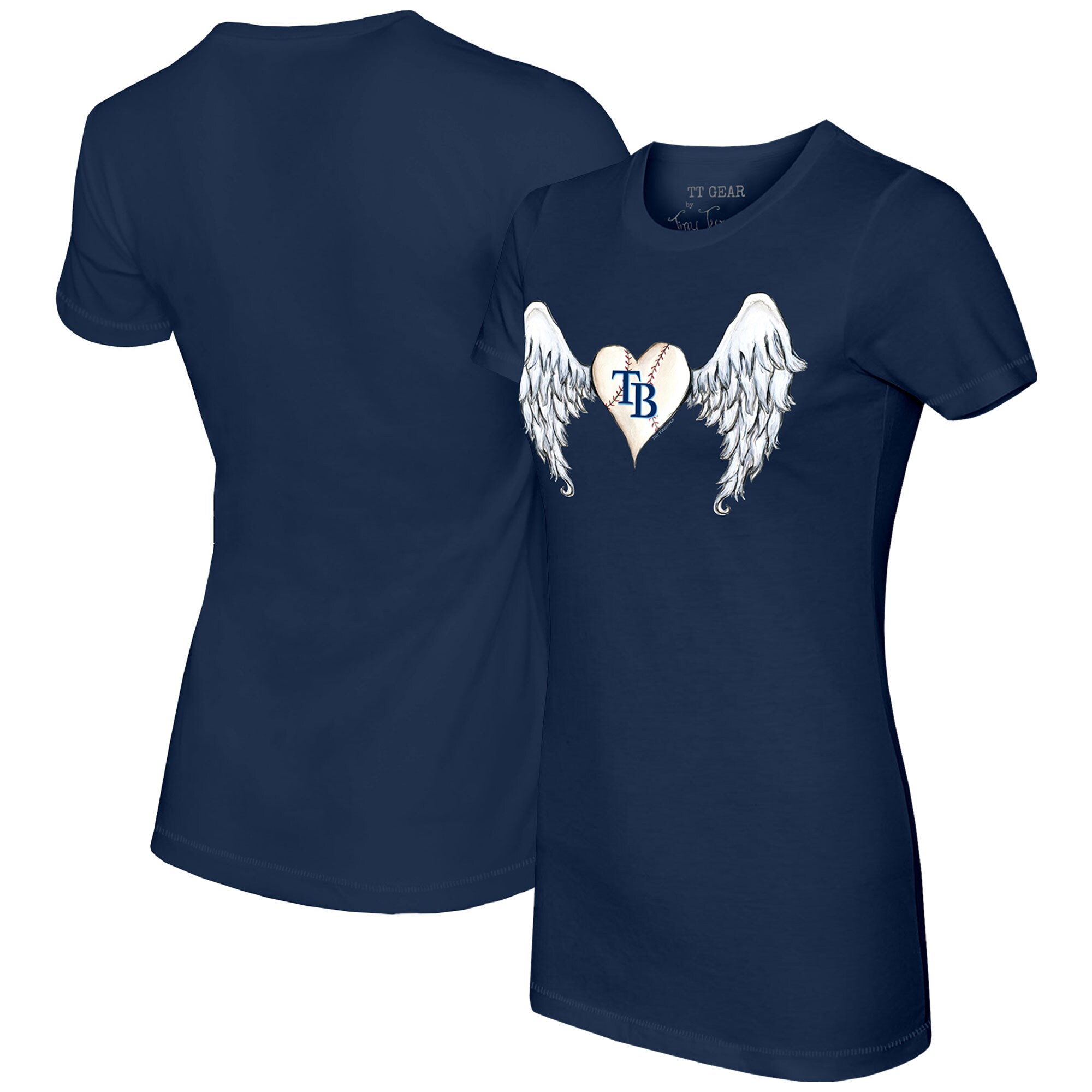 Women's Tampa Bay Rays Tiny Turnip Navy Angel Wings T-Shirt