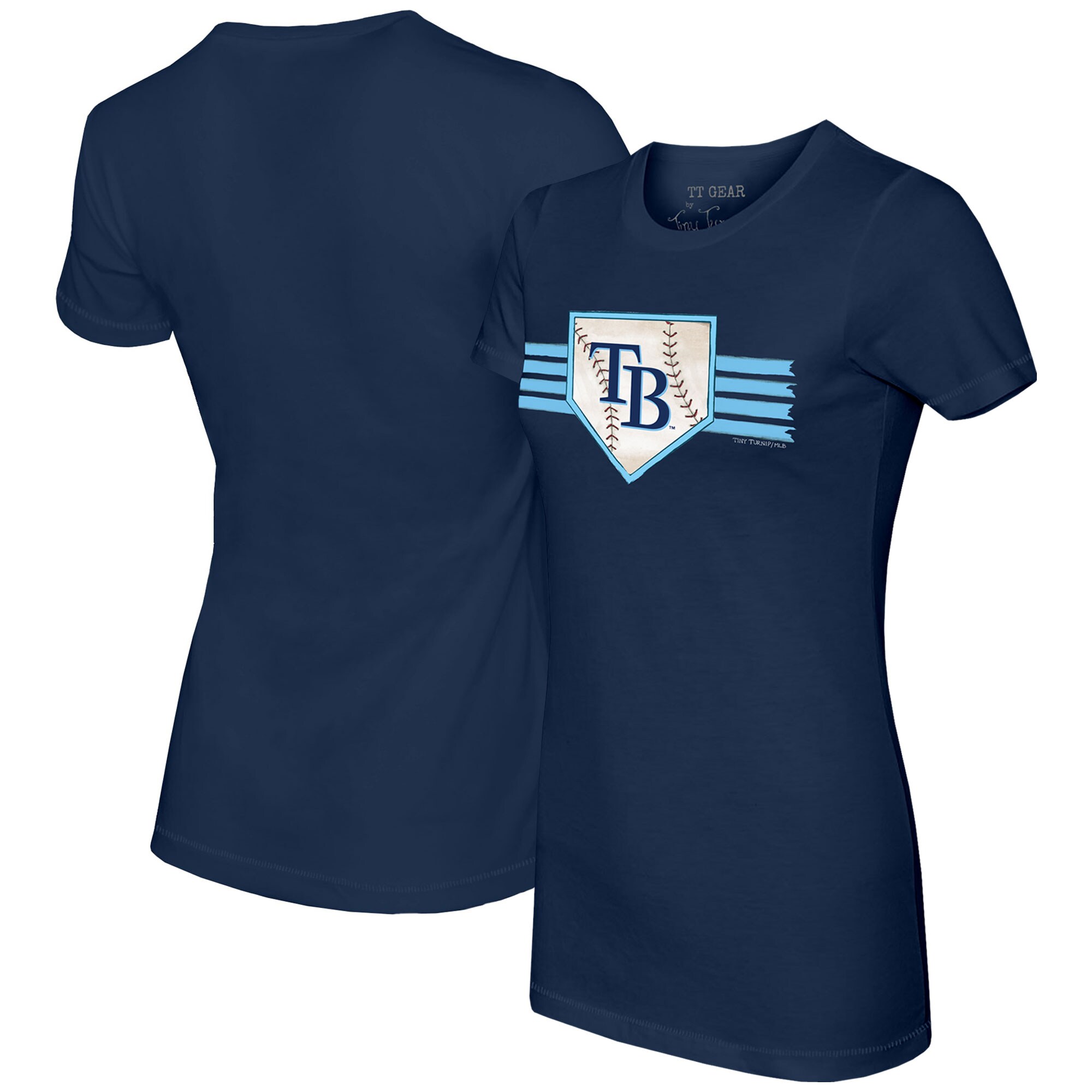 Women's Tampa Bay Rays Tiny Turnip Navy Base Stripe T-Shirt