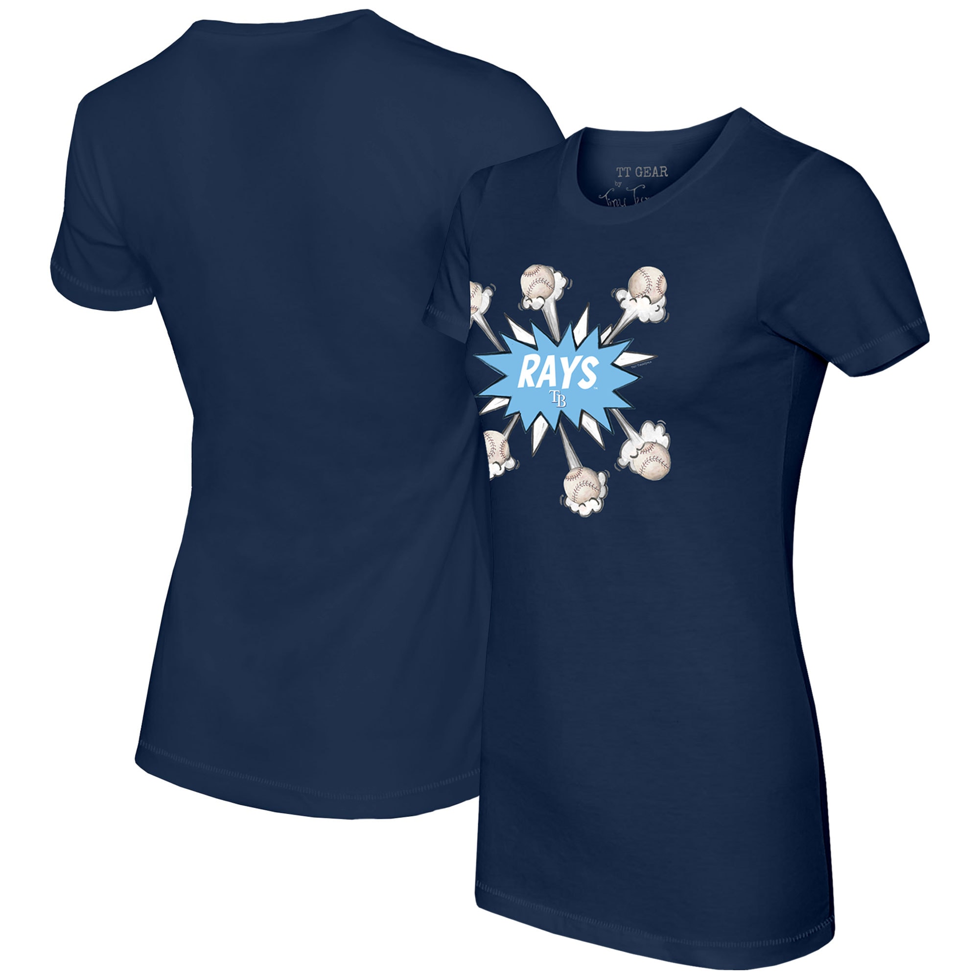 Women's Tampa Bay Rays Tiny Turnip Navy Baseball Pow T-Shirt
