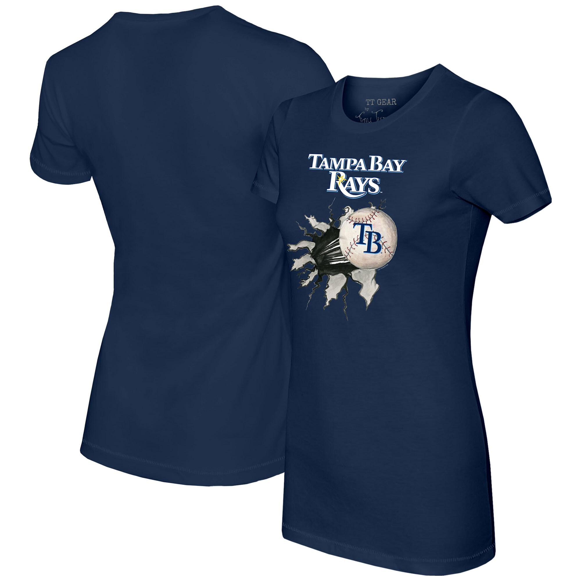 Women's Tampa Bay Rays Tiny Turnip Navy Baseball Tear T-Shirt