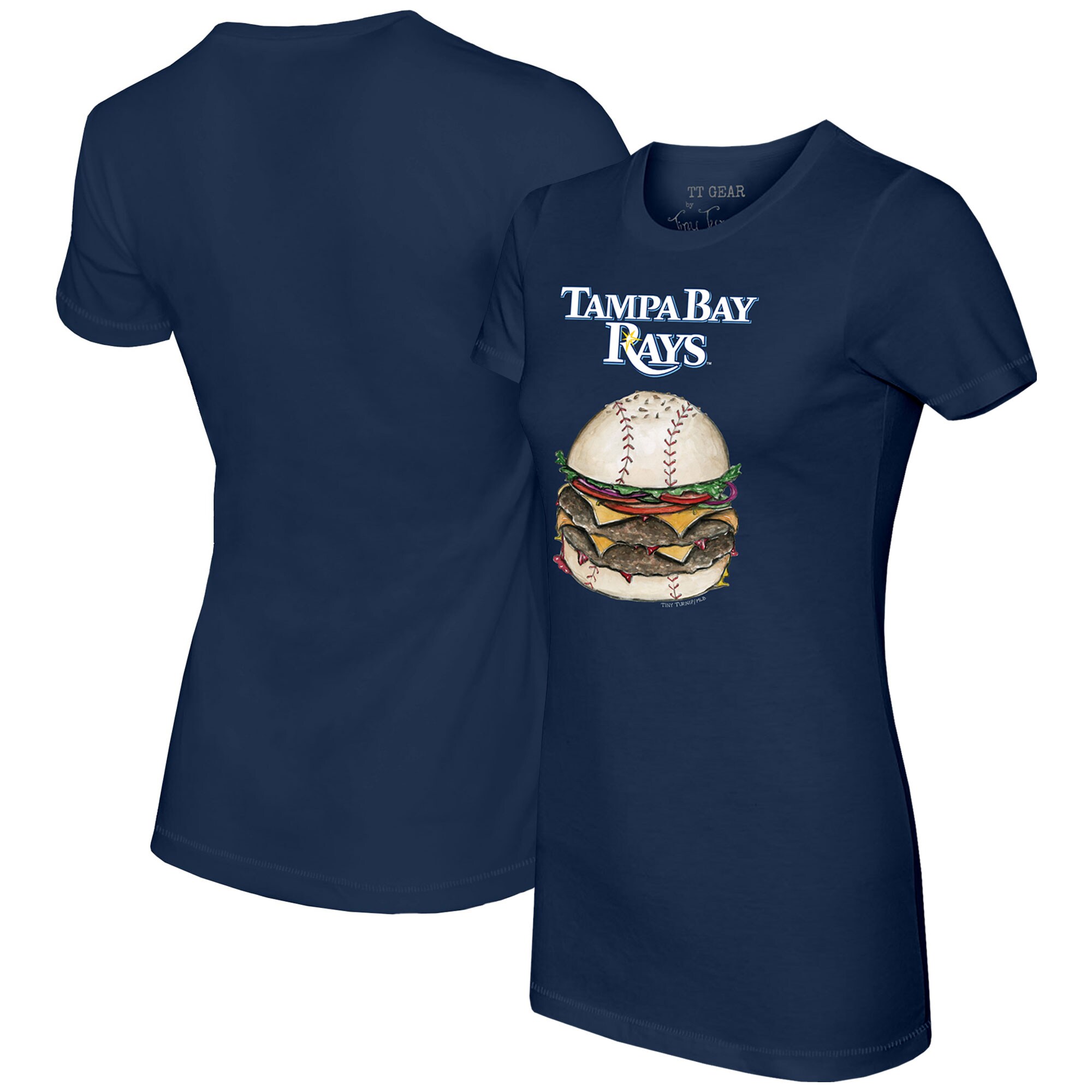 Women's Tampa Bay Rays Tiny Turnip Navy Burger T-Shirt