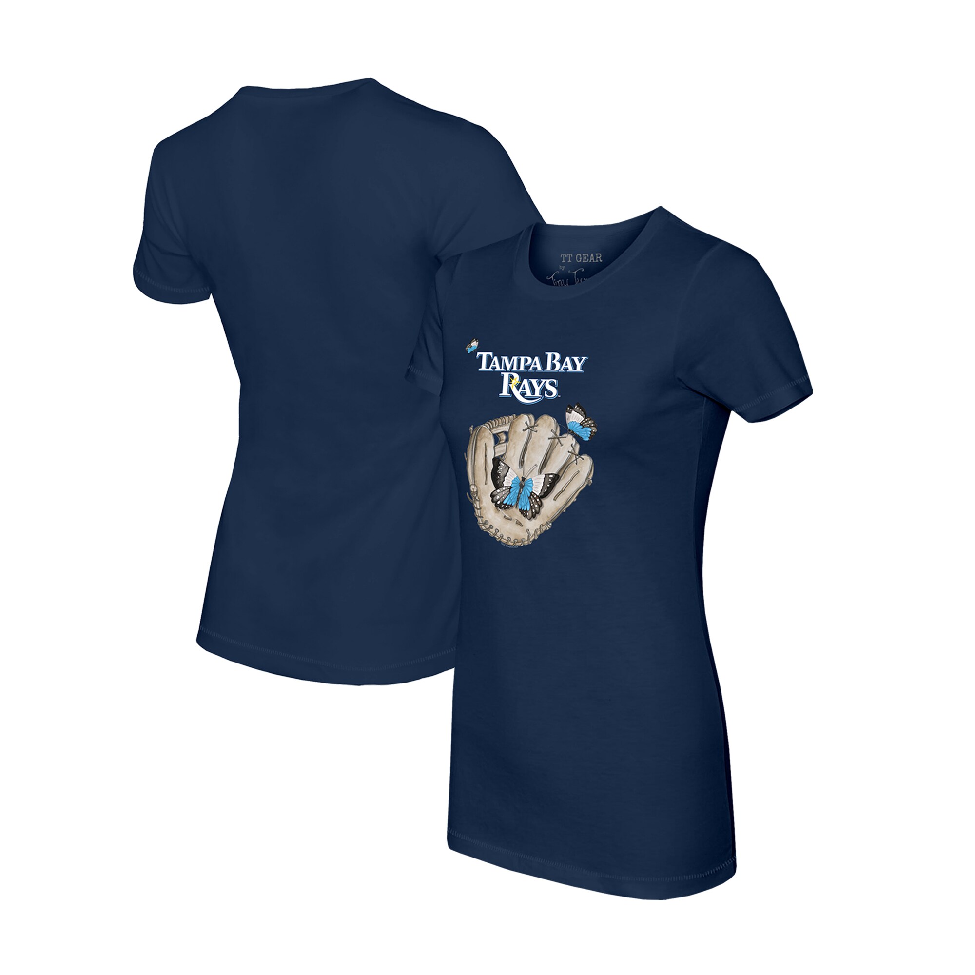 Women's Tampa Bay Rays Tiny Turnip Navy Butterfly Glove T-Shirt