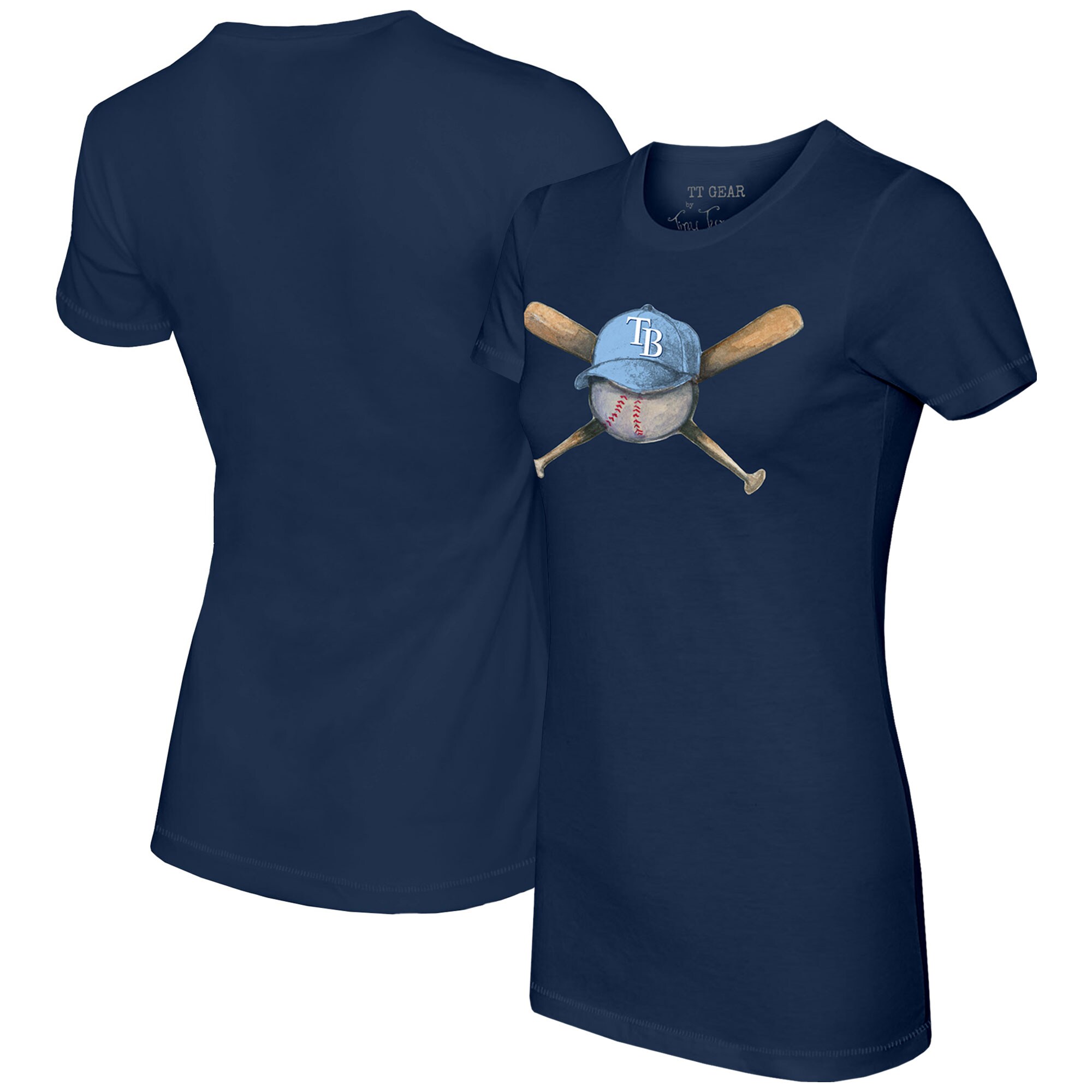 Women's Tampa Bay Rays Tiny Turnip Navy Hat Crossbats T-Shirt