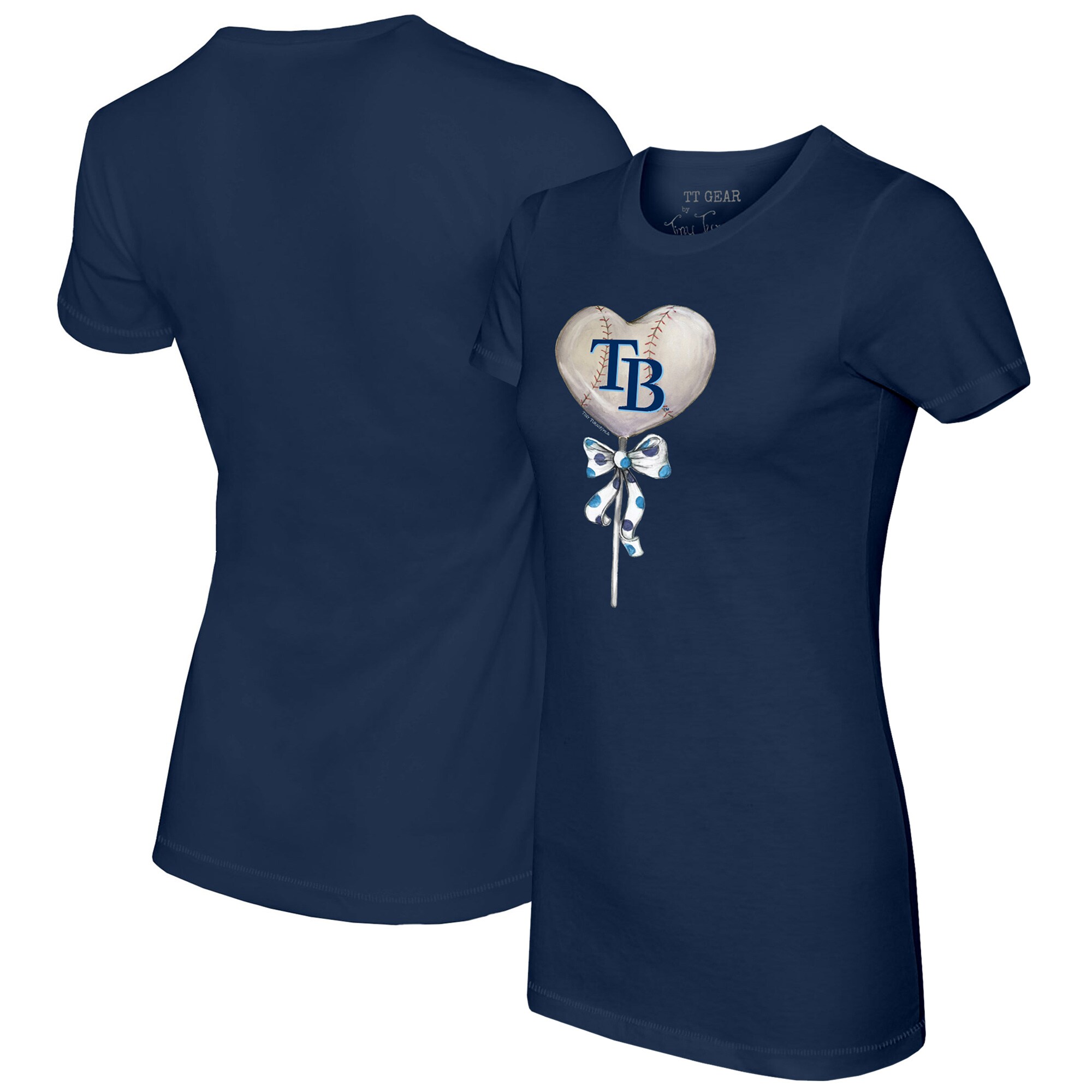 Women's Tampa Bay Rays Tiny Turnip Navy Heart Lolly T-Shirt