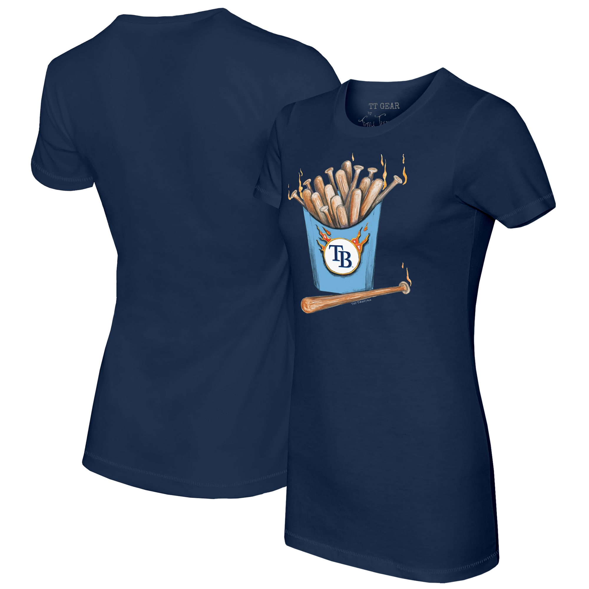 Women's Tampa Bay Rays Tiny Turnip Navy Hot Bats T-Shirt