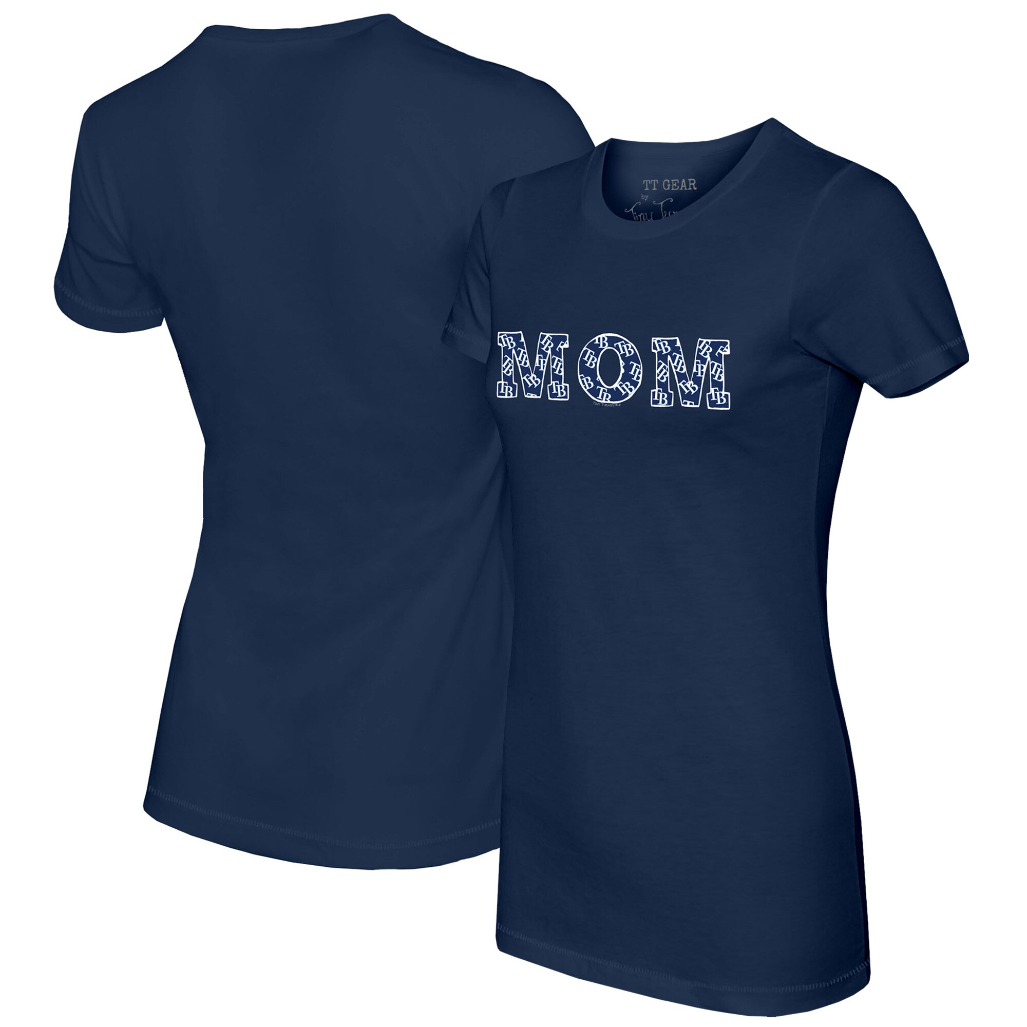 Women's Tampa Bay Rays Tiny Turnip Navy Logo Mom T-Shirt