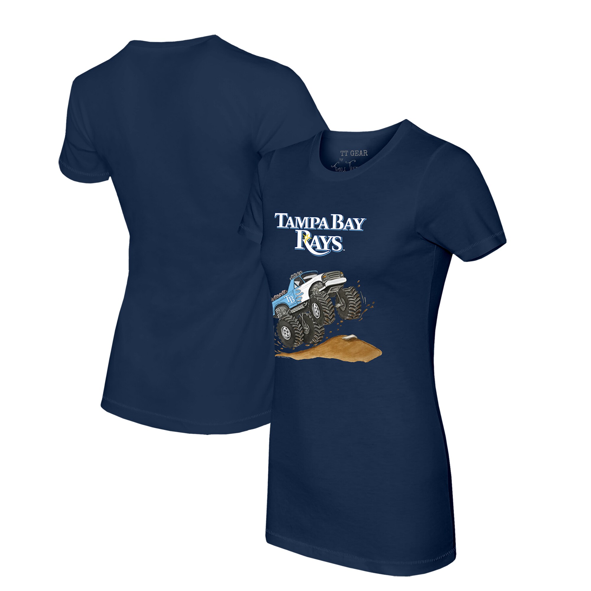 Women's Tampa Bay Rays Tiny Turnip Navy Monster Truck T-Shirt