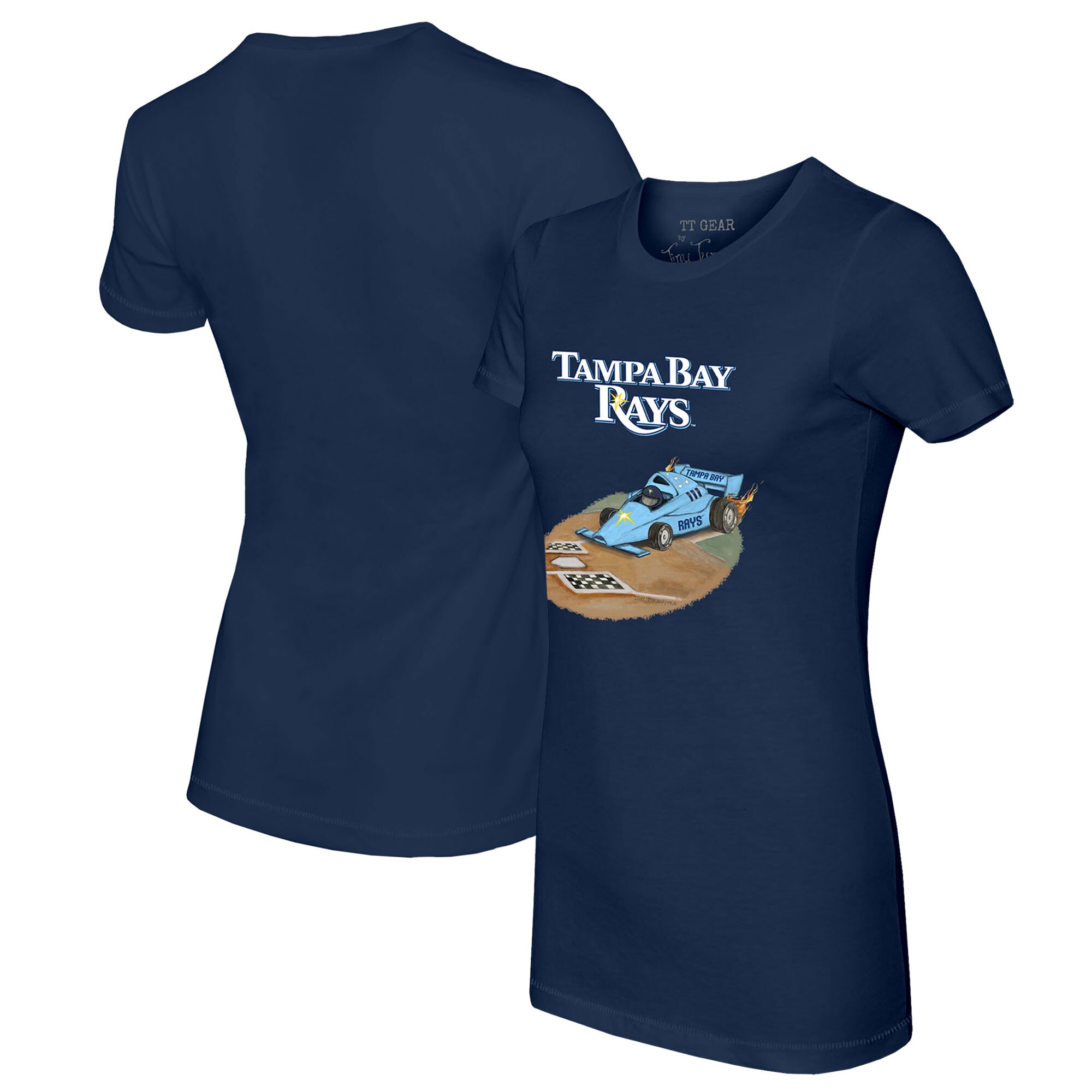 Women's Tampa Bay Rays Tiny Turnip Navy Race Car T-Shirt