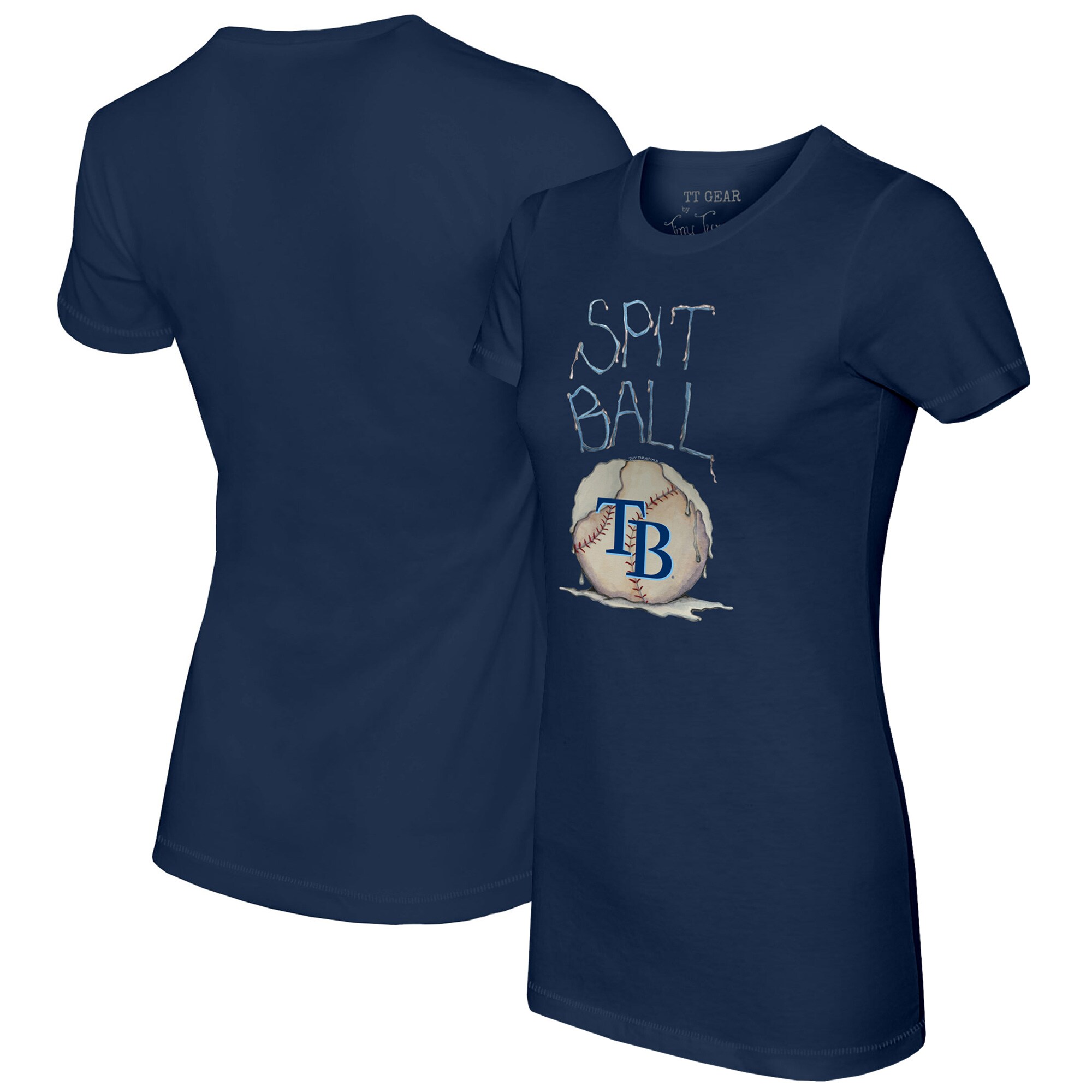 Women's Tampa Bay Rays Tiny Turnip Navy Spit Ball T-Shirt