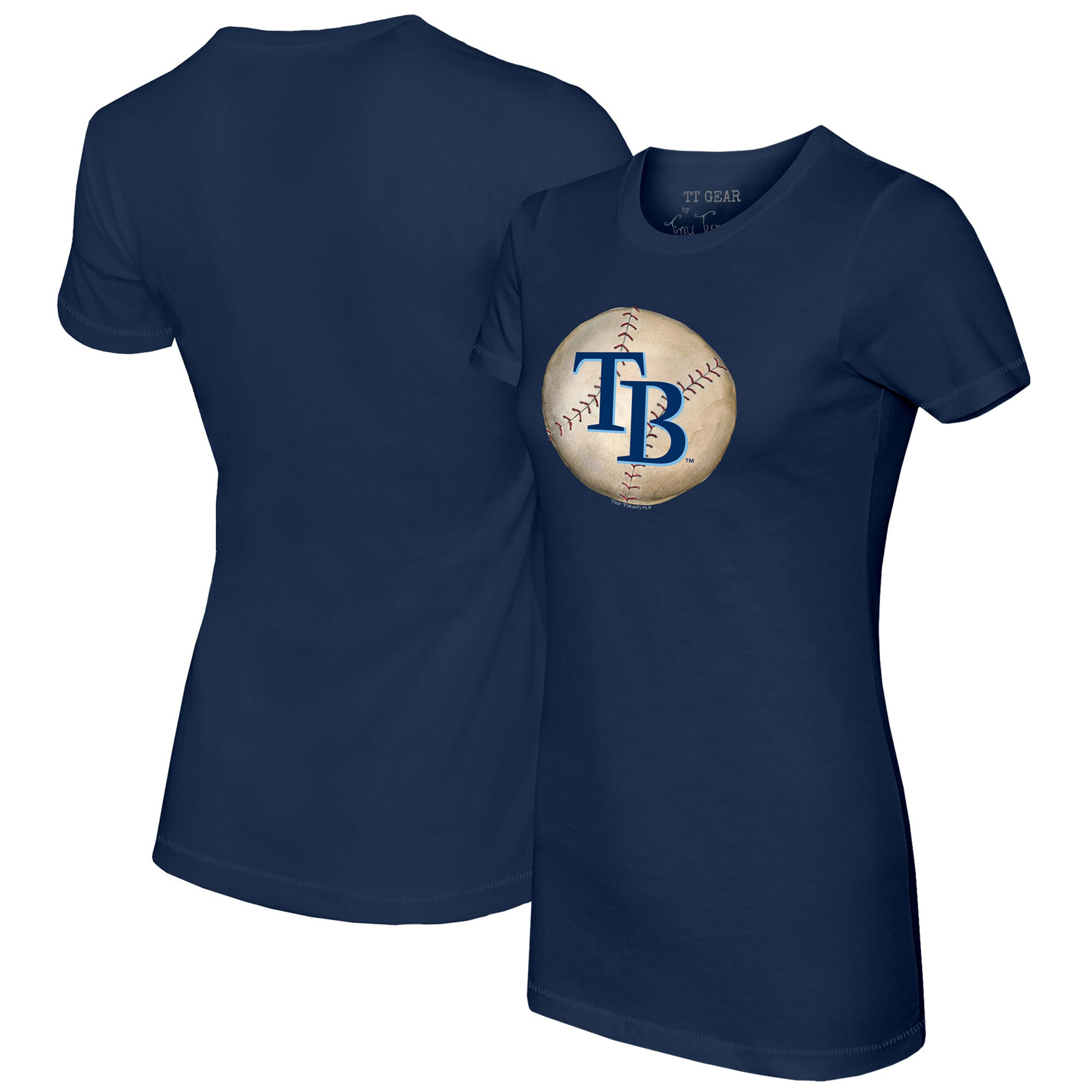 Women's Tampa Bay Rays Tiny Turnip Navy Stitched Baseball T-Shirt