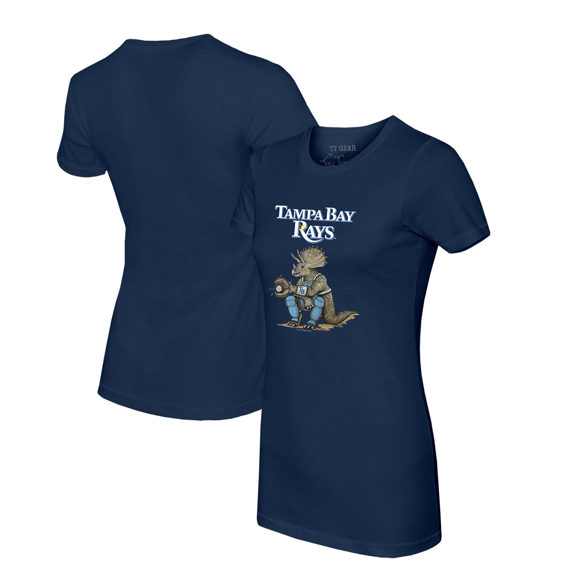 Women's Tampa Bay Rays Tiny Turnip Navy Triceratops T-Shirt