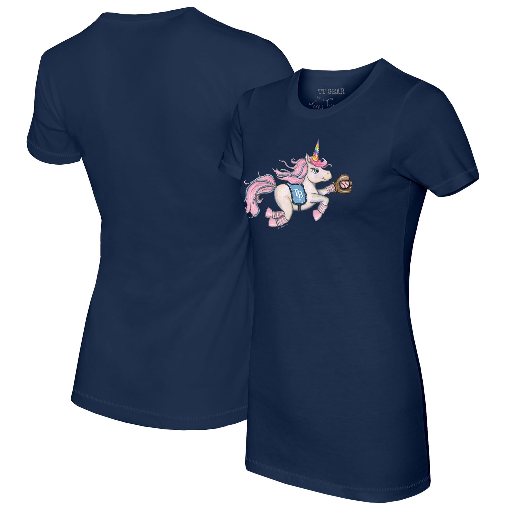 Women's Tampa Bay Rays Tiny Turnip Navy Unicorn T-Shirt