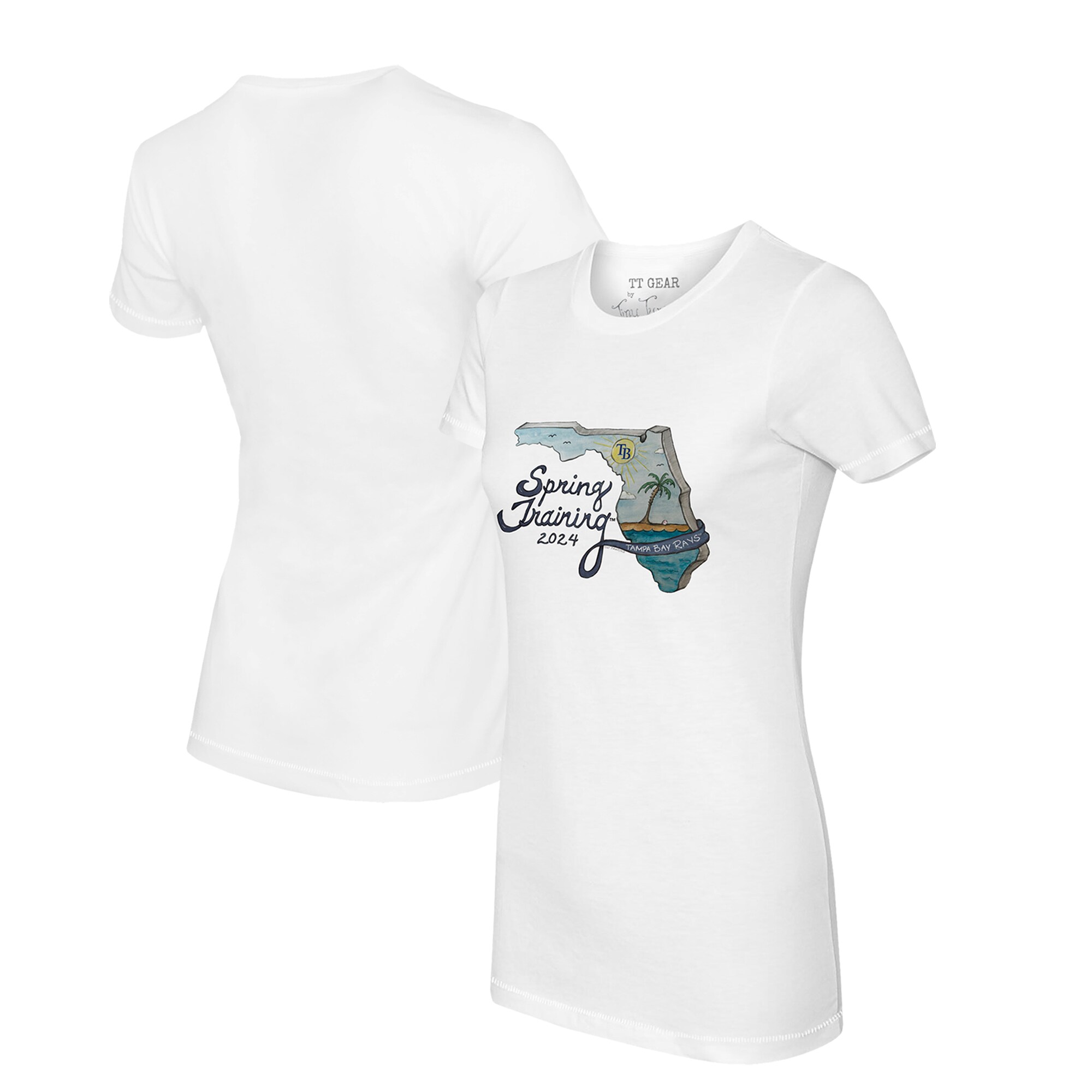 Women's Tampa Bay Rays Tiny Turnip White 2024 Spring Training Grapefruit League T-Shirt