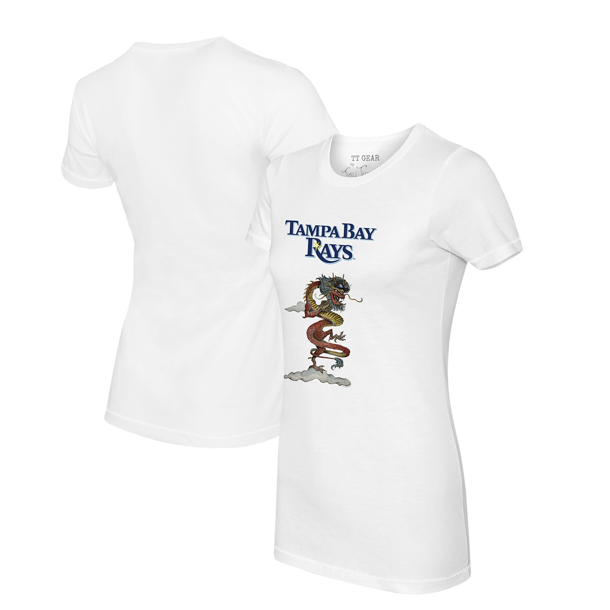 Women's Tampa Bay Rays Tiny Turnip White 2024 Year of the Dragon T-Shirt