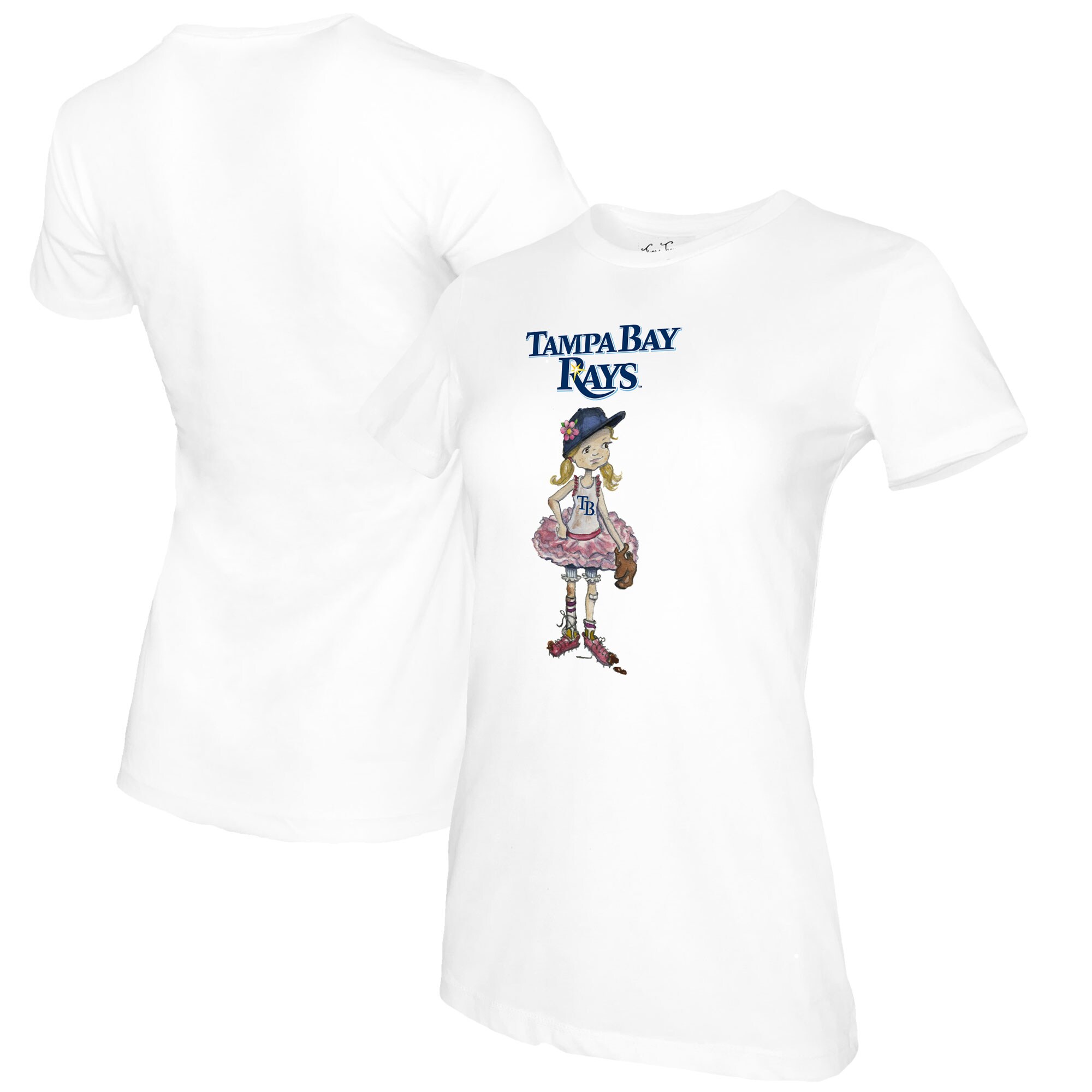Women's Tampa Bay Rays Tiny Turnip White Baseball Babes T-Shirt