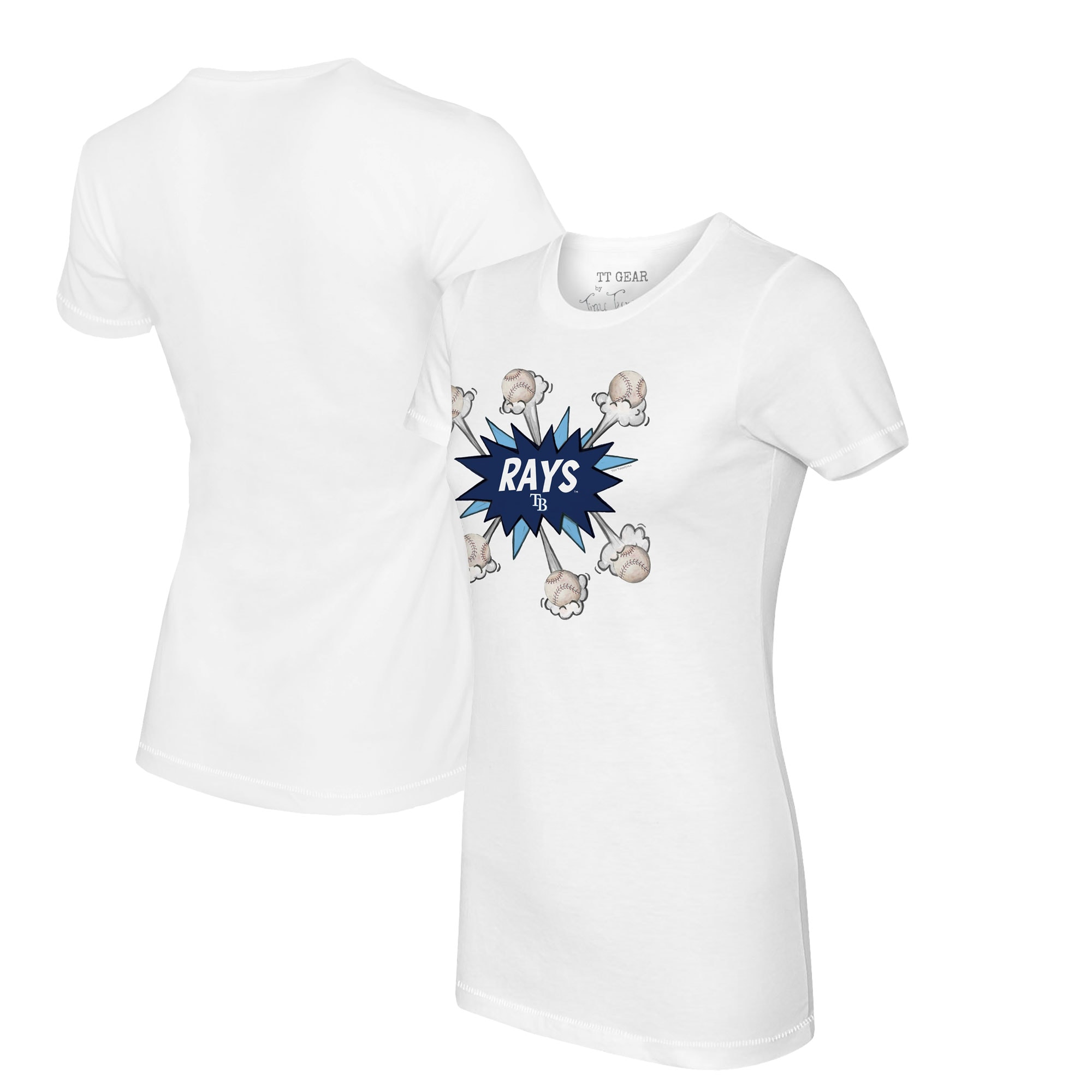 Women's Tampa Bay Rays Tiny Turnip White Baseball Pow T-Shirt