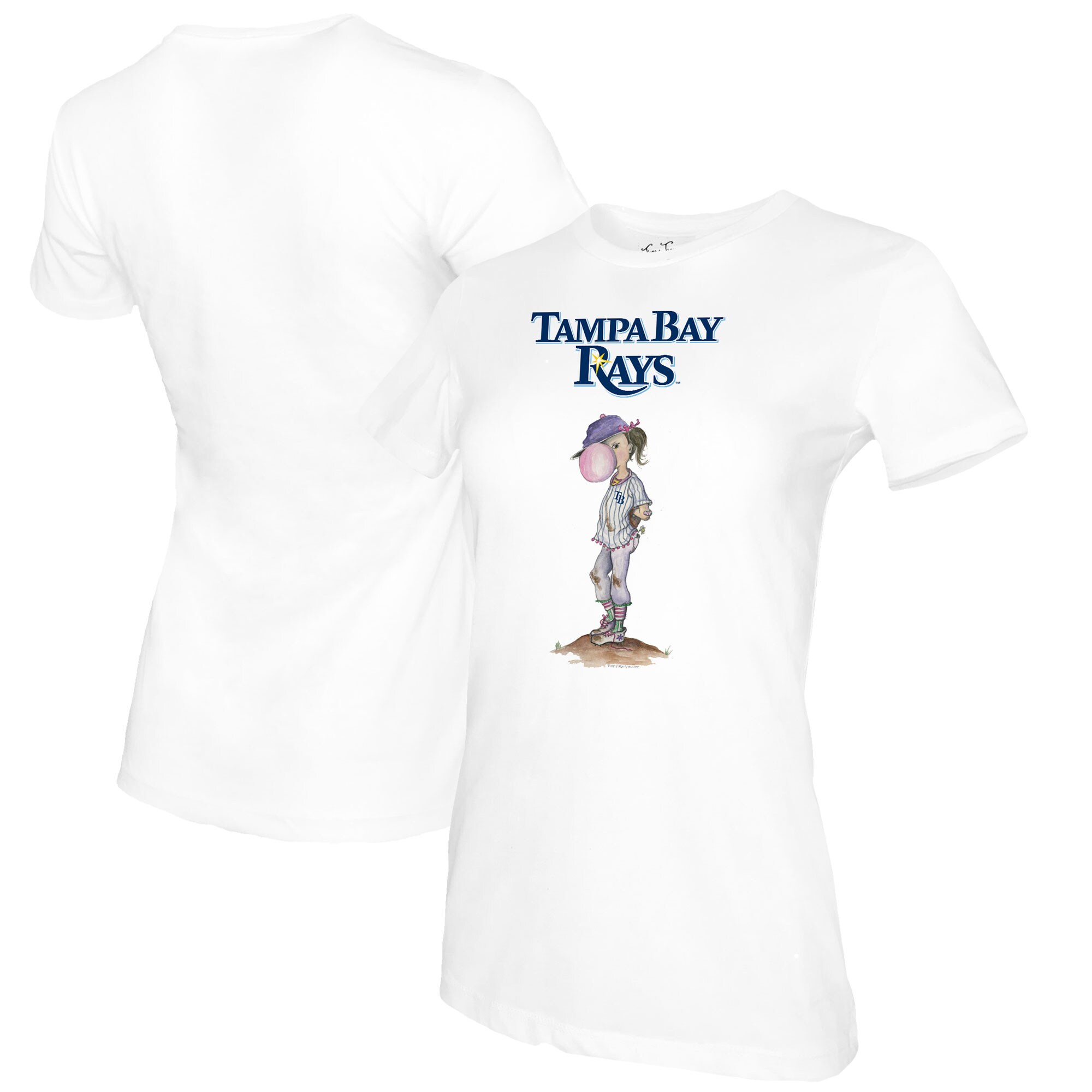 Women's Tampa Bay Rays Tiny Turnip White Bubbles T-Shirt