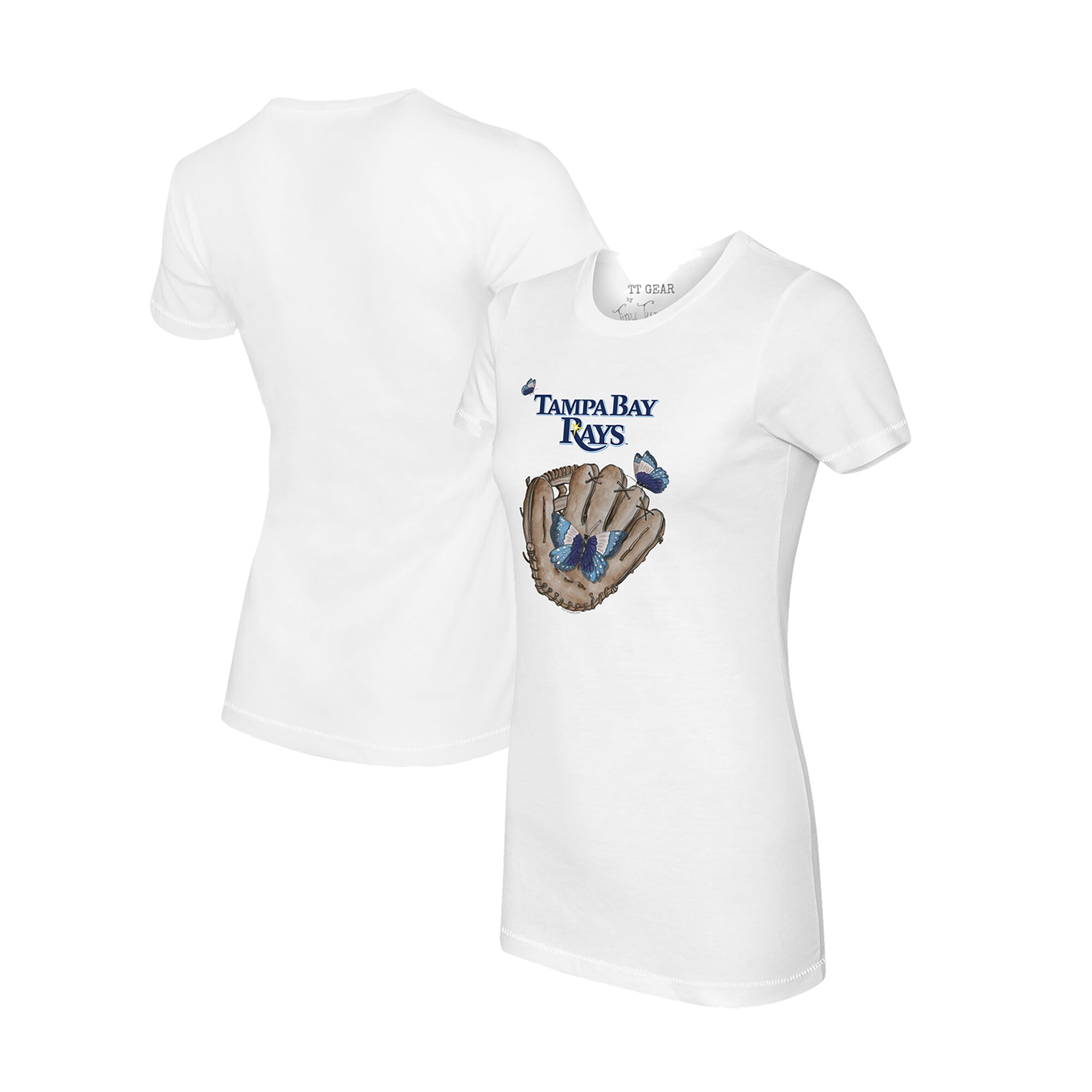 Women's Tampa Bay Rays Tiny Turnip White Butterfly Glove T-Shirt