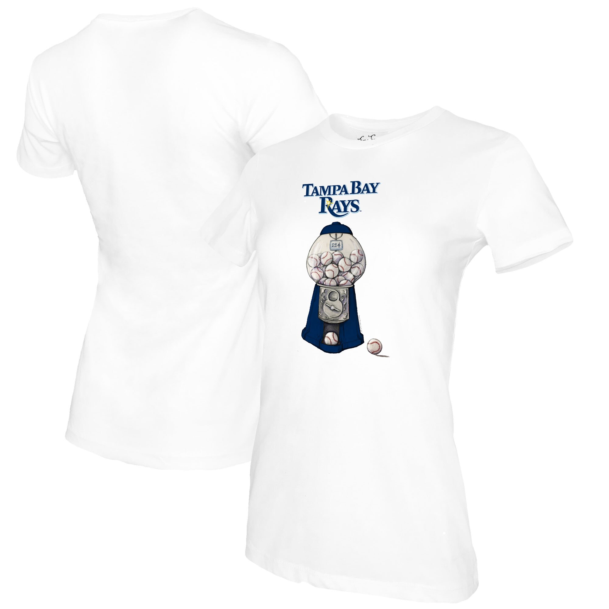 Women's Tampa Bay Rays Tiny Turnip White Gumball Machine T-Shirt