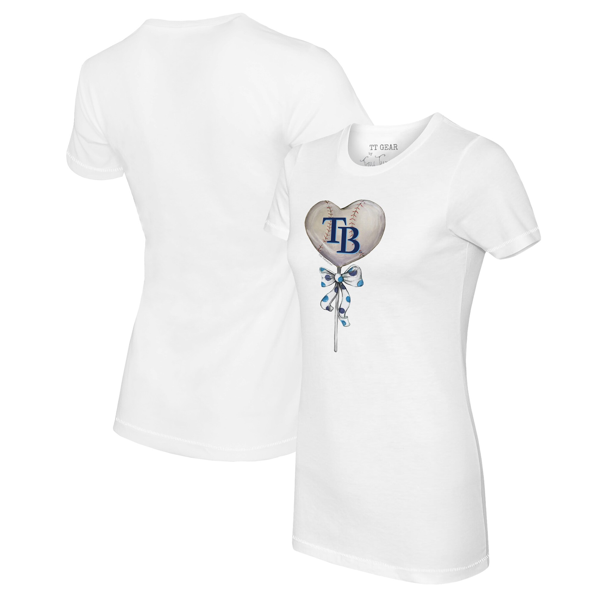 Women's Tampa Bay Rays Tiny Turnip White Heart Lolly T-Shirt