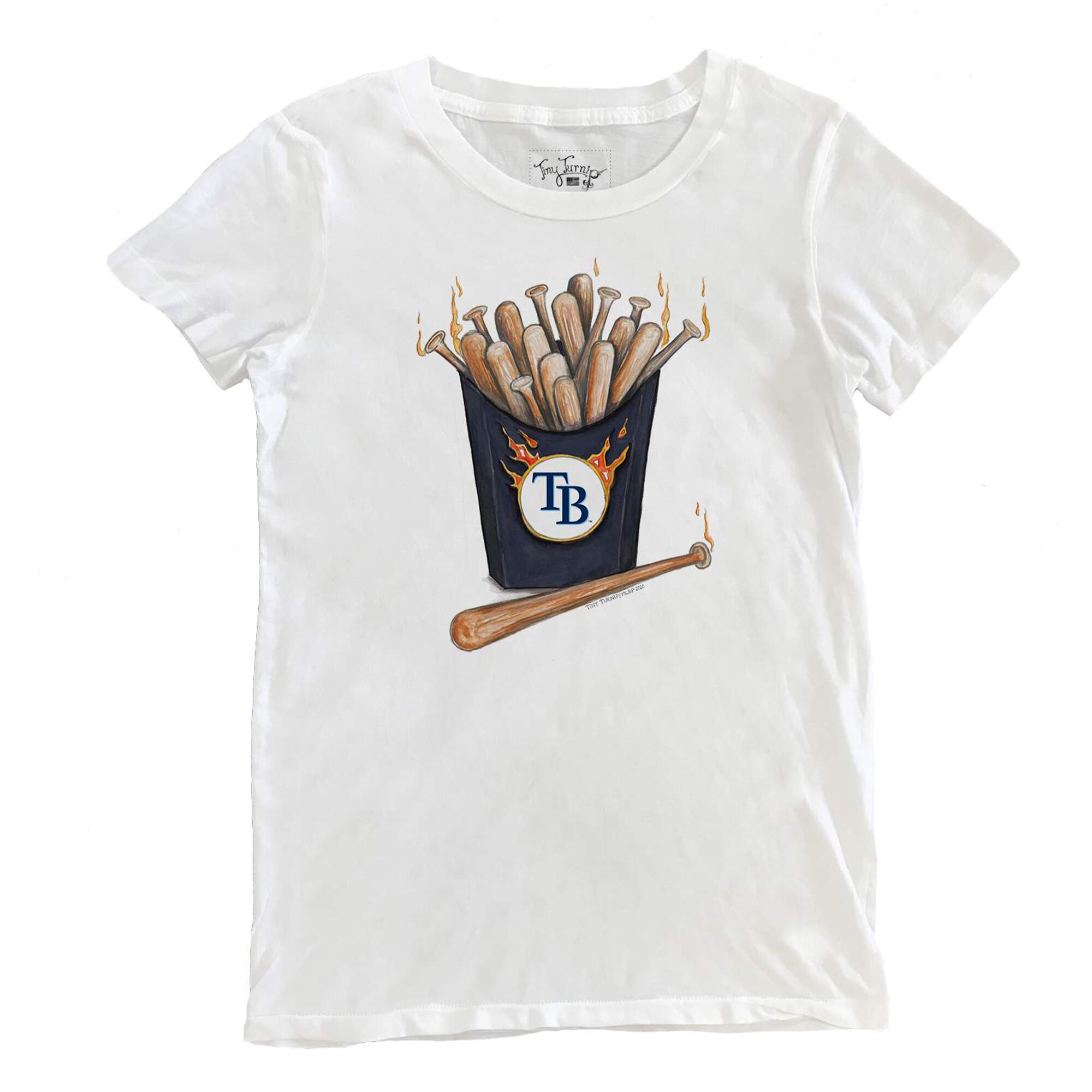 Women's Tampa Bay Rays Tiny Turnip White Hot Bats T-Shirt